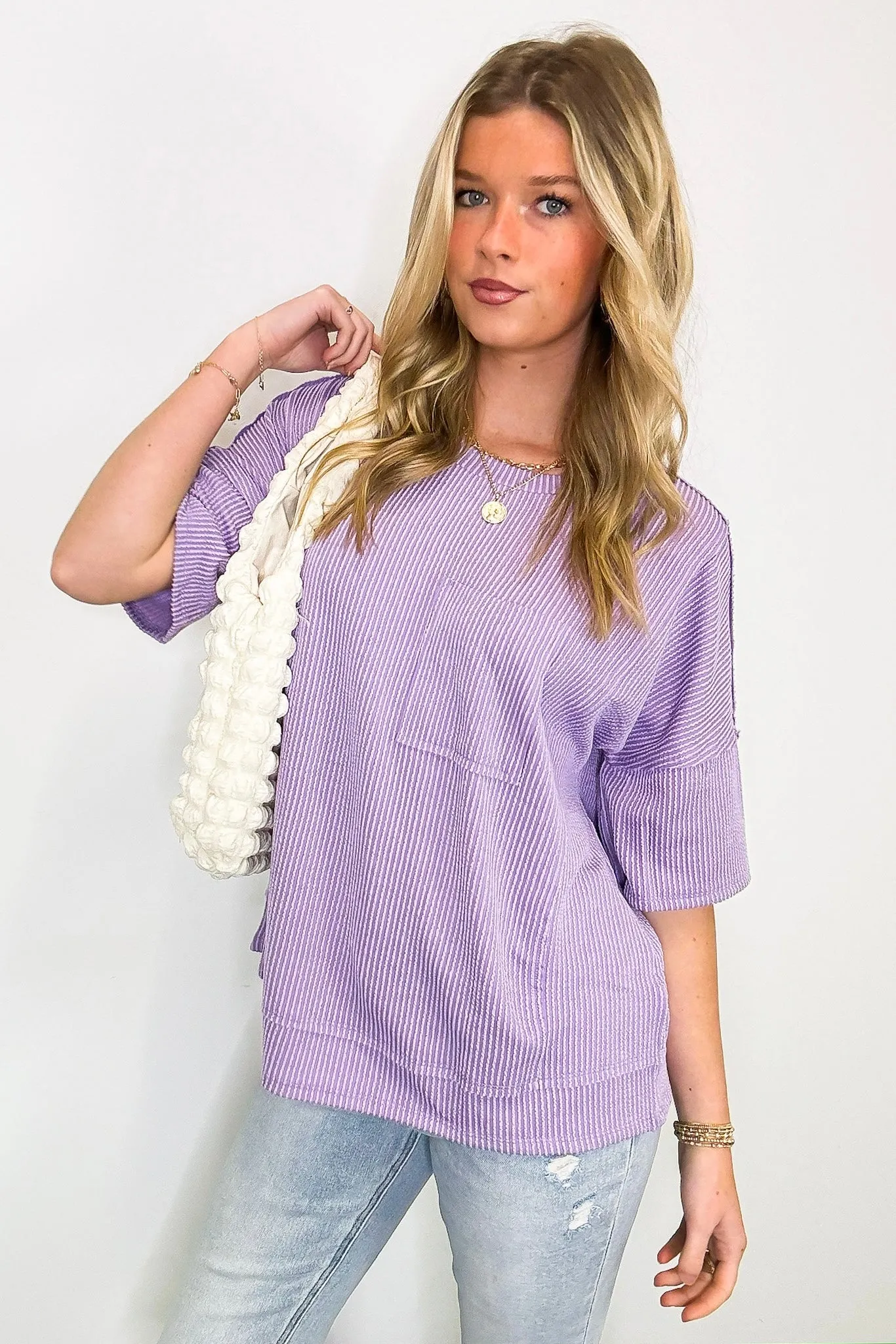 Go With It Raw Edge Relaxed Pocket Top - BACK IN STOCK