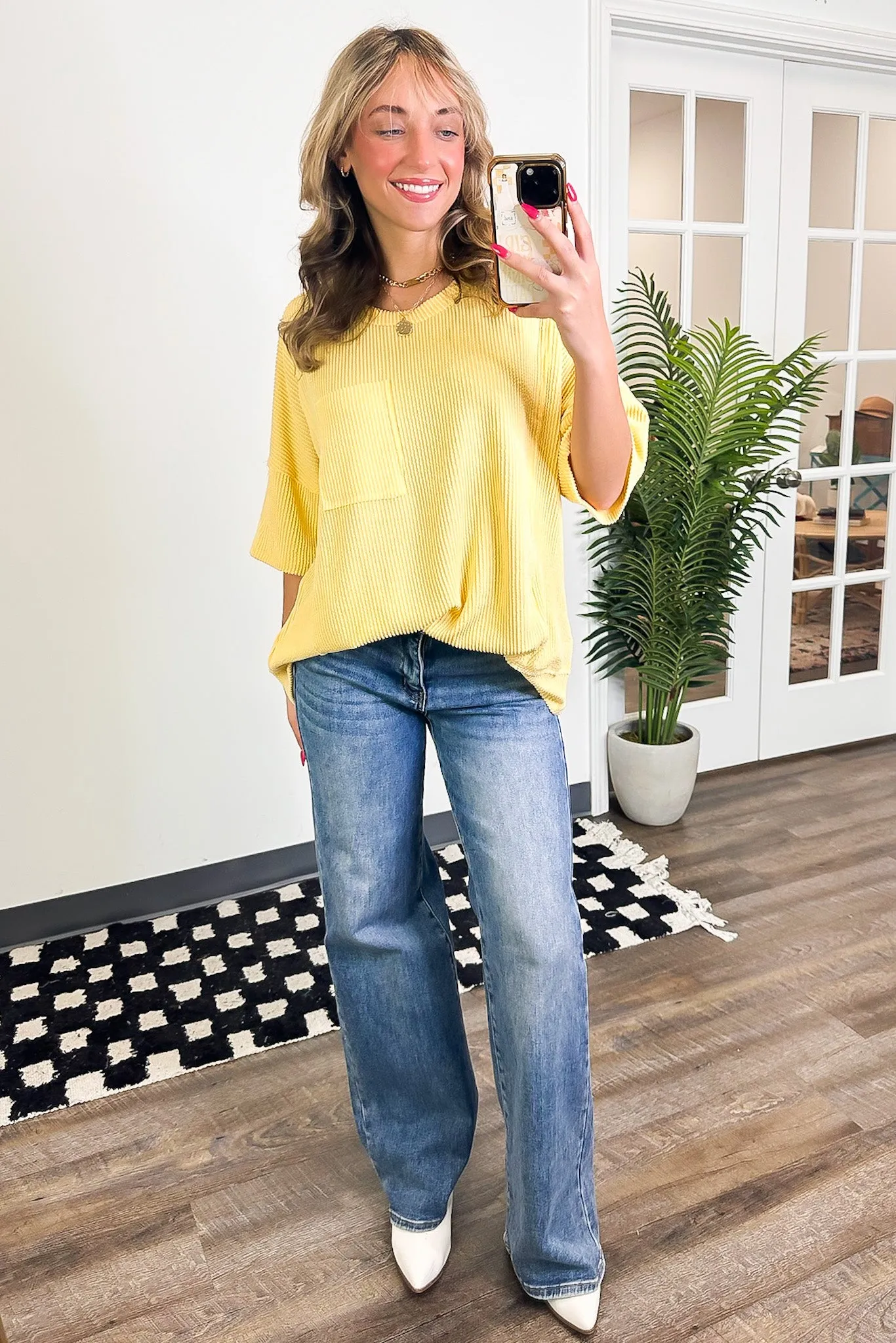 Go With It Raw Edge Relaxed Pocket Top - BACK IN STOCK