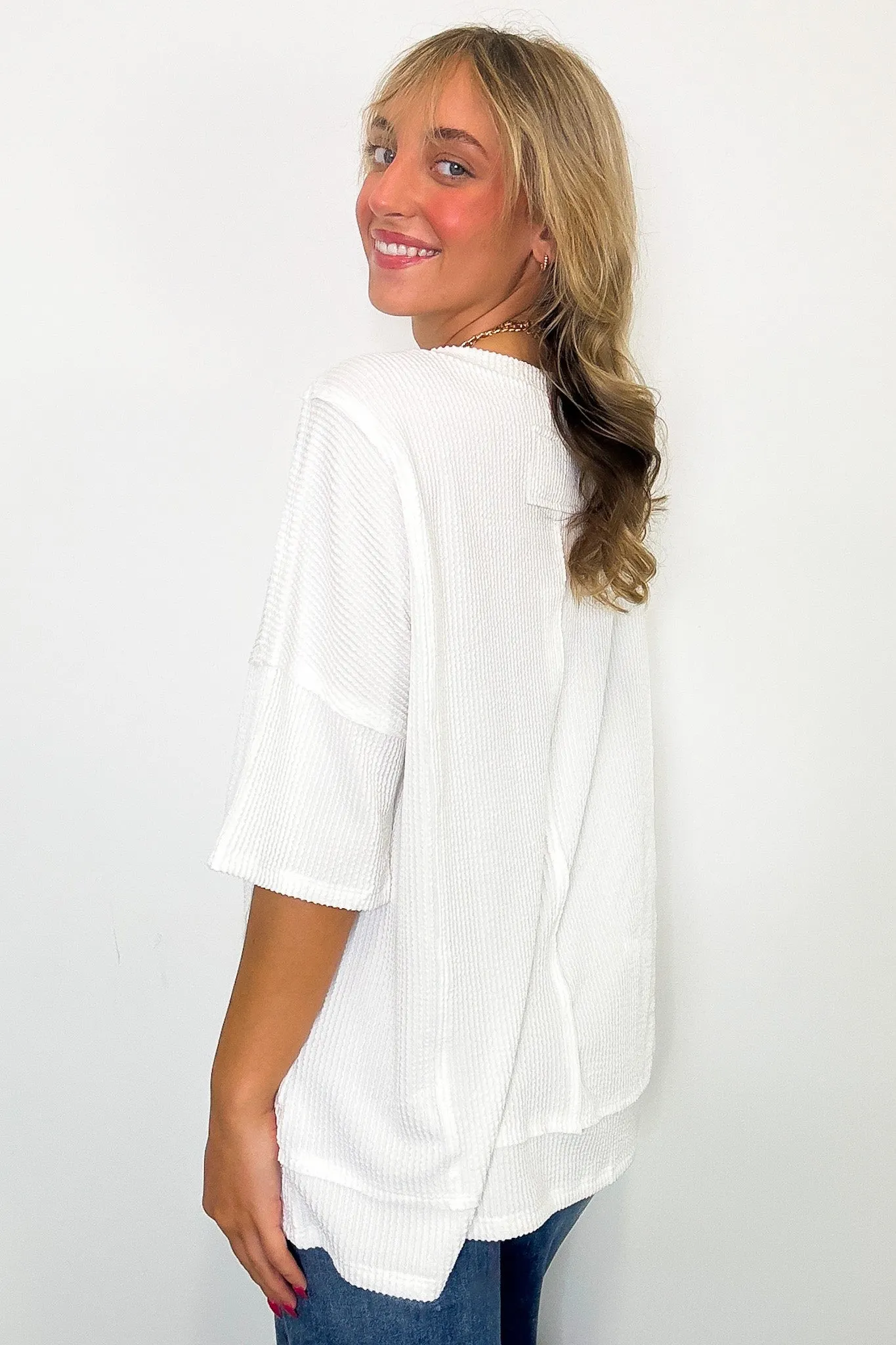 Go With It Raw Edge Relaxed Pocket Top - BACK IN STOCK