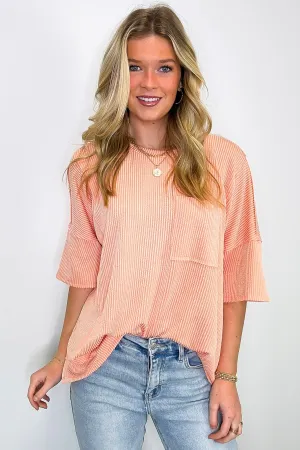 Go With It Raw Edge Relaxed Pocket Top - BACK IN STOCK