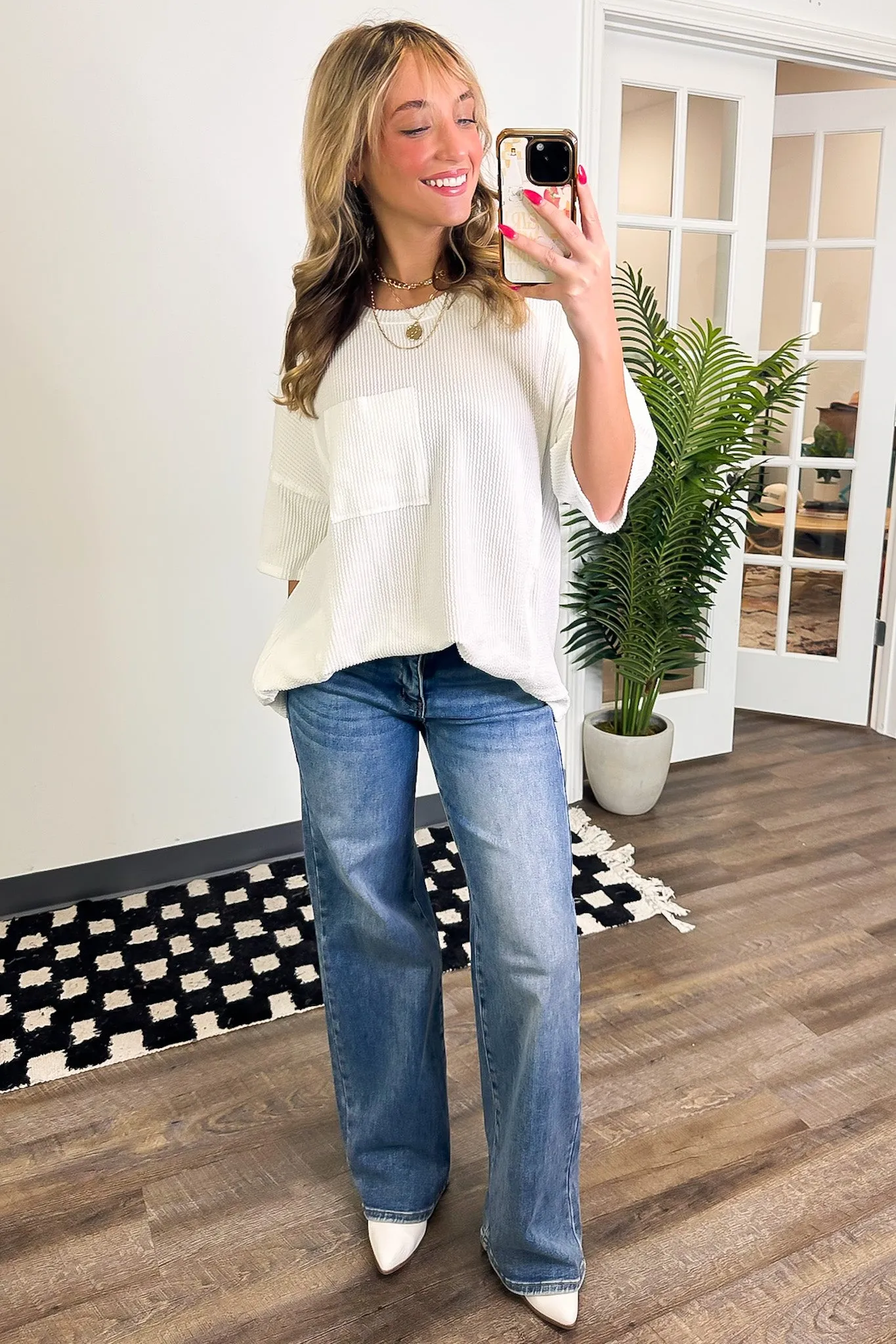 Go With It Raw Edge Relaxed Pocket Top - BACK IN STOCK