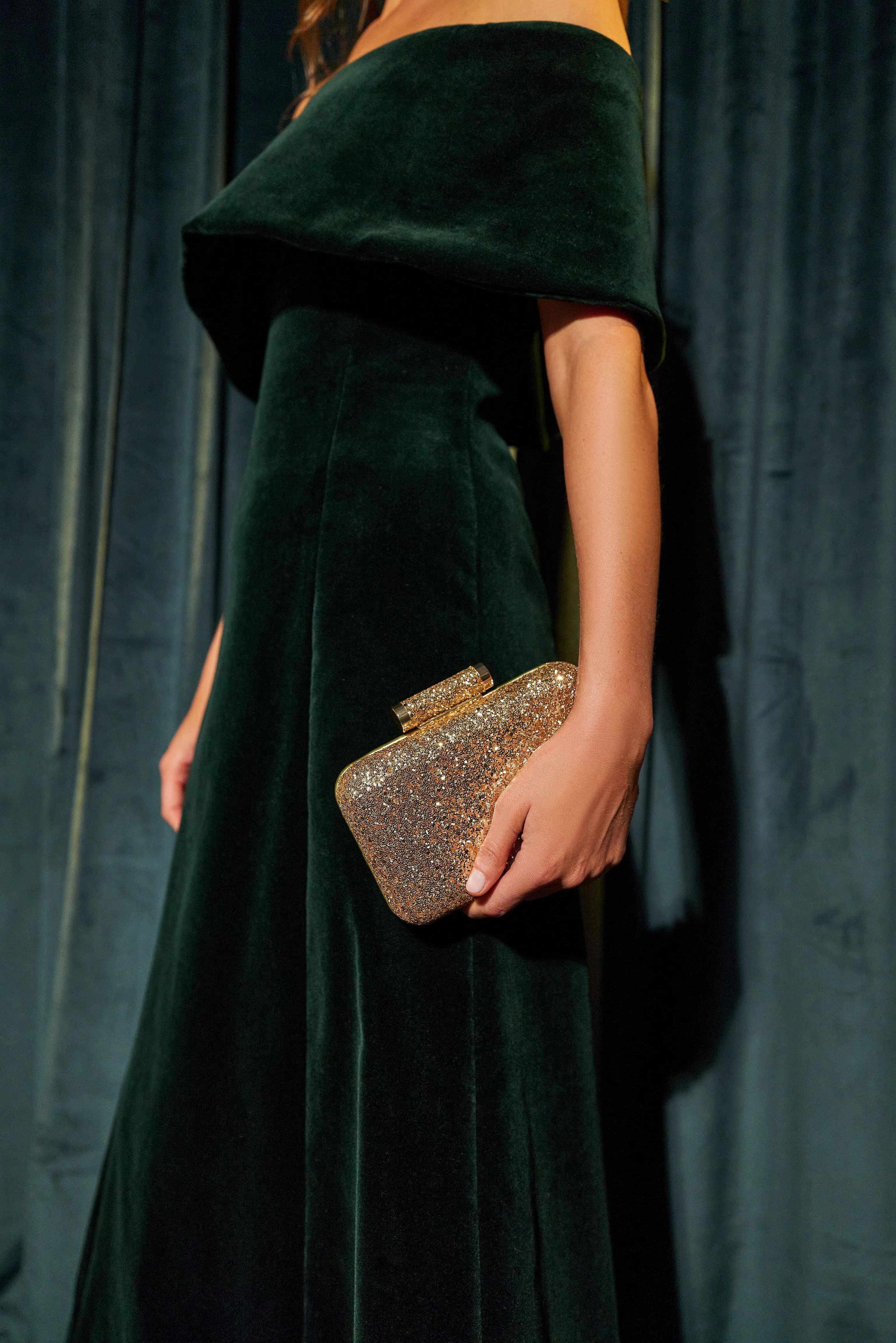 Gold Rosie Glitter Clutch