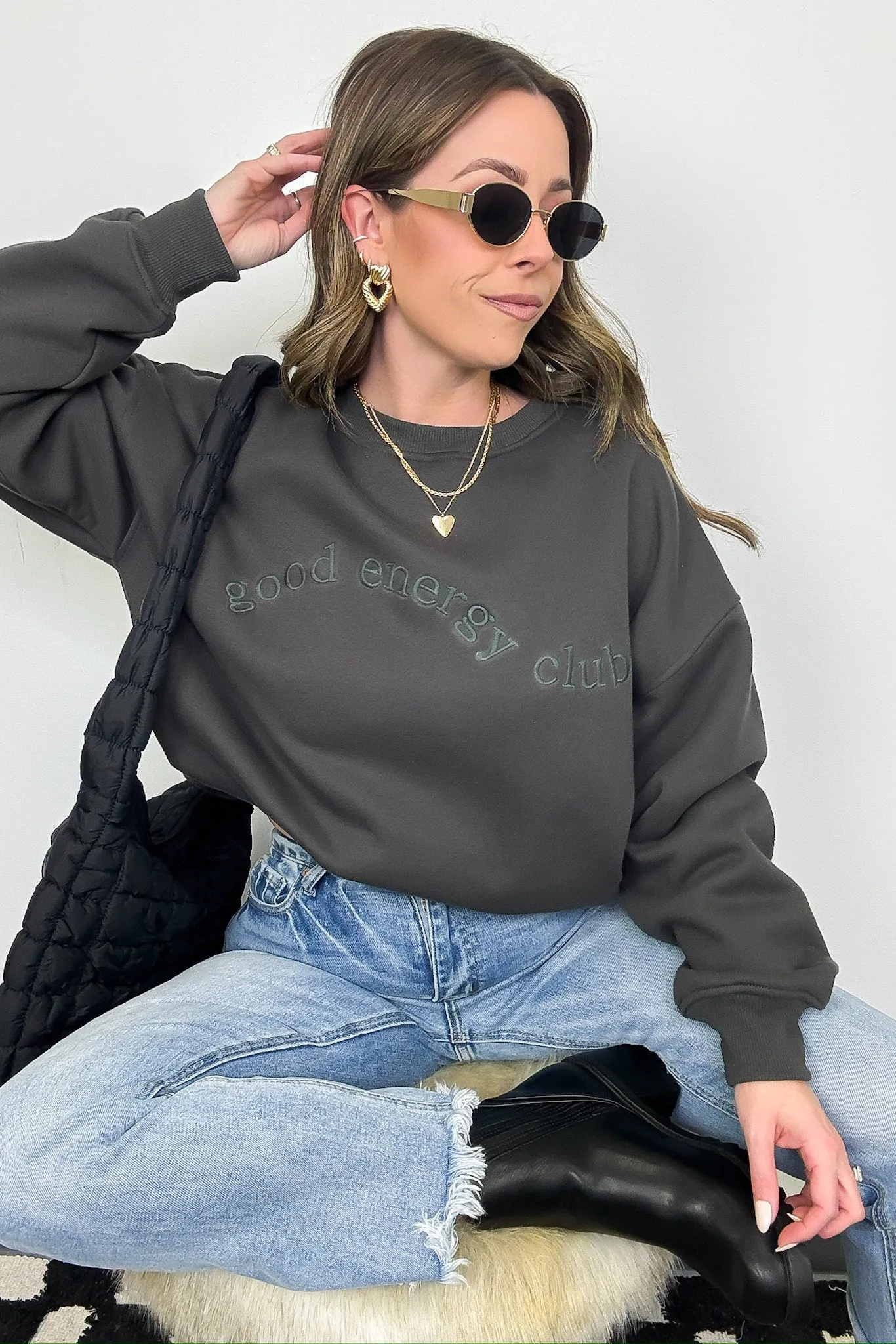 Good Energy Club Embroidered Relaxed Fit Pullover