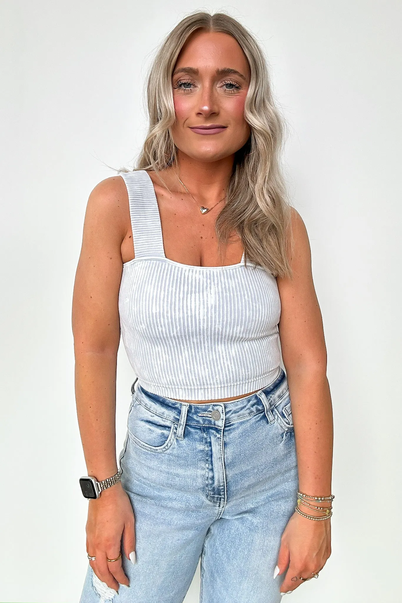 Good Karma Ribbed Square Neck Tank Top - BACK IN STOCK