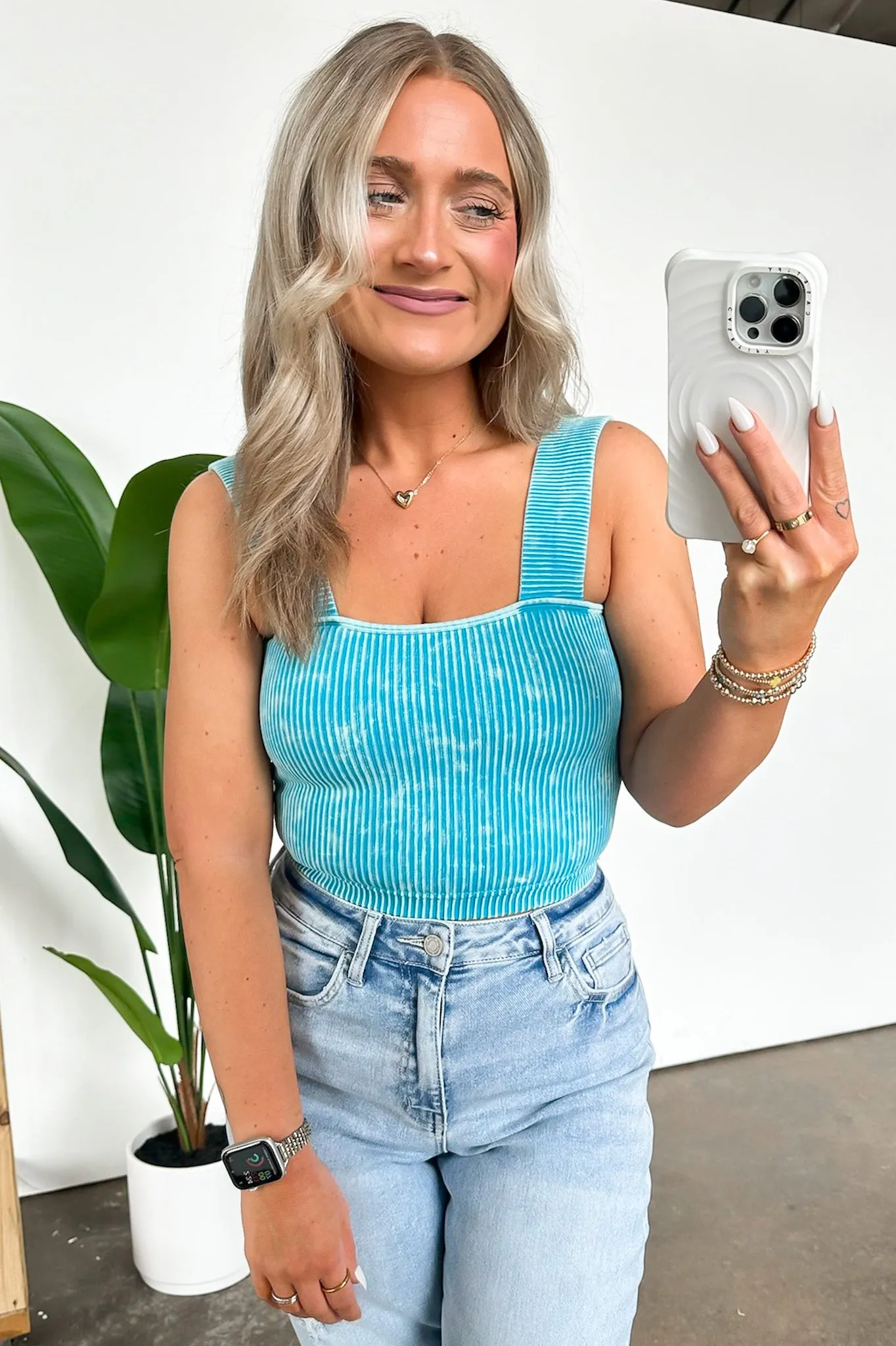 Good Karma Ribbed Square Neck Tank Top - BACK IN STOCK