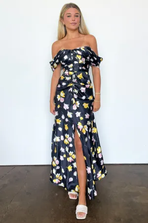 Gorgeous Purpose Floral Ruched Slit Maxi Dress - FINAL SALE