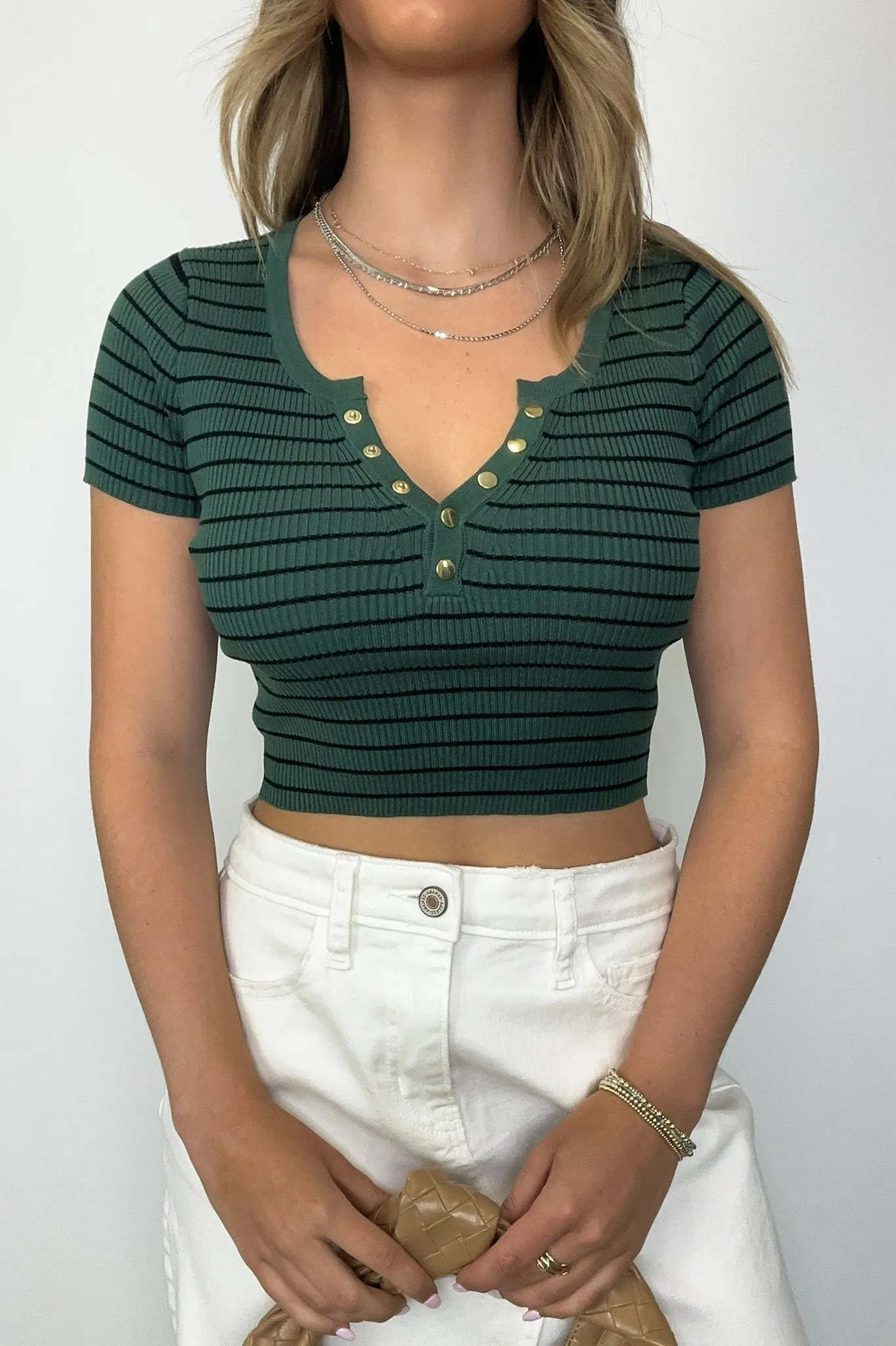 Gracie Striped Henley Top - FINAL SALE