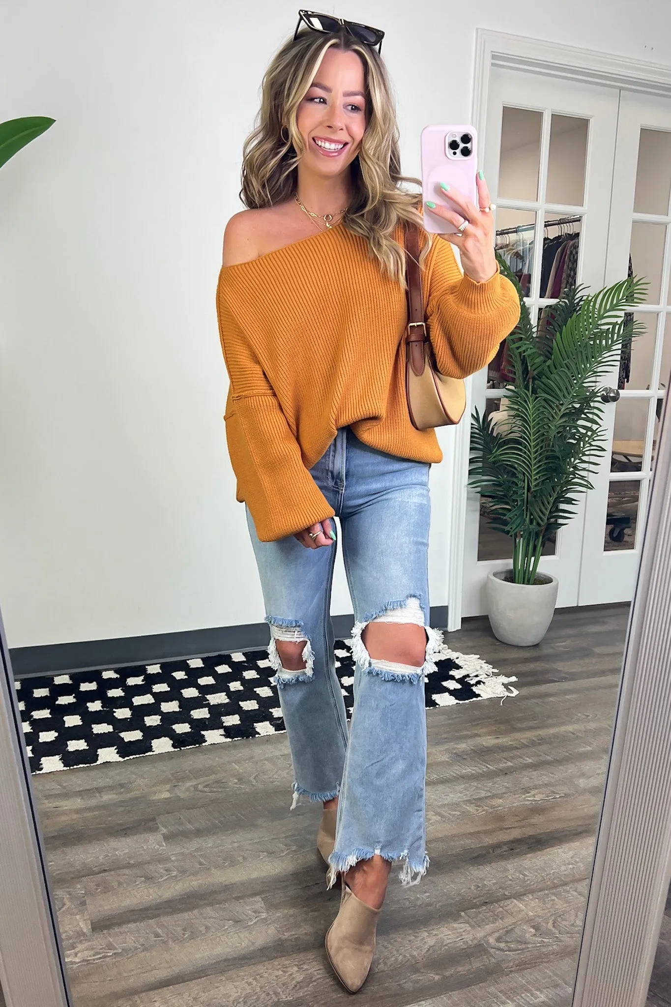Gramm Boat Neck Ribbed Knit Sweater - FINAL SALE