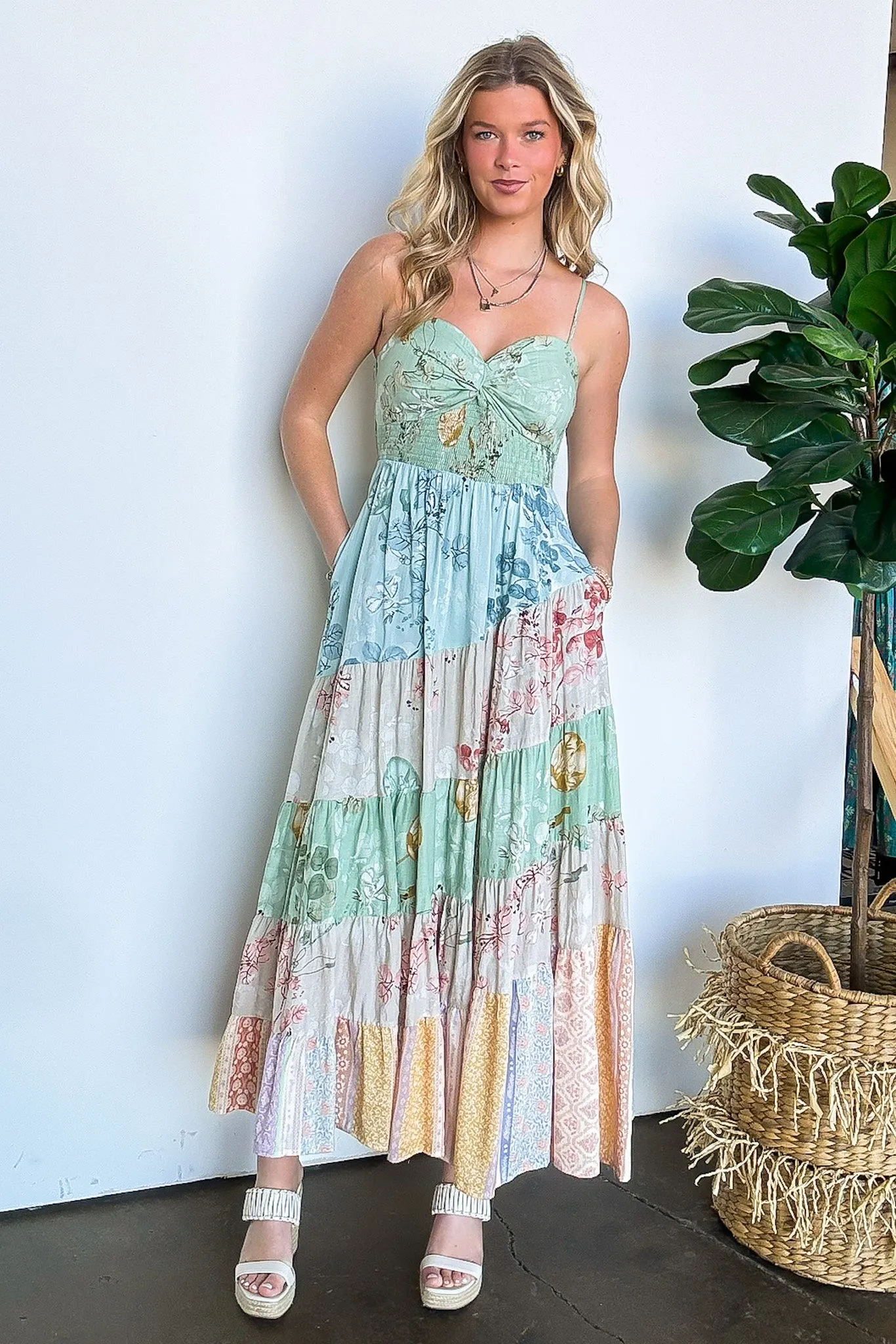Haliea Patchwork Floral Maxi Dress