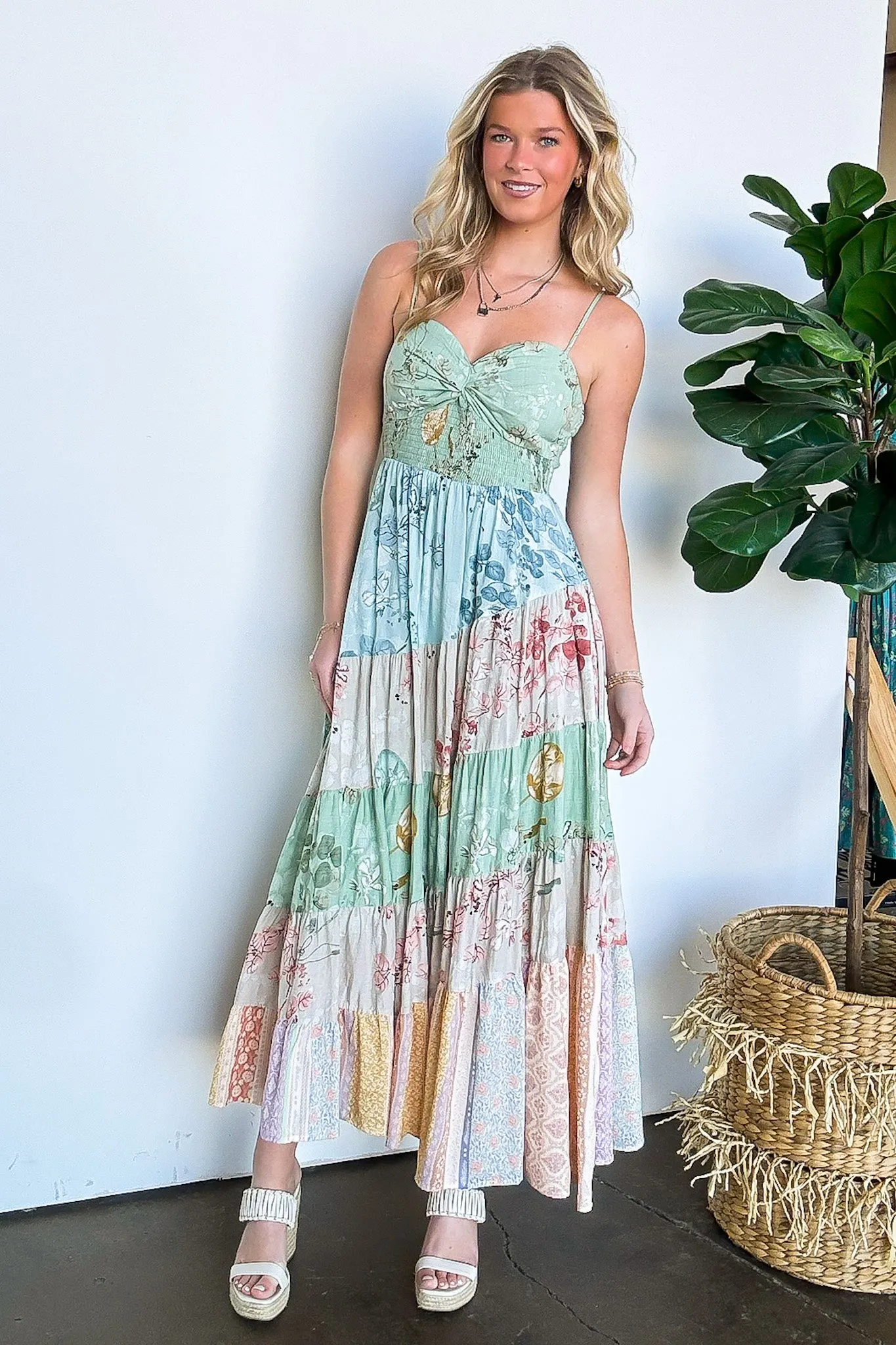 Haliea Patchwork Floral Maxi Dress