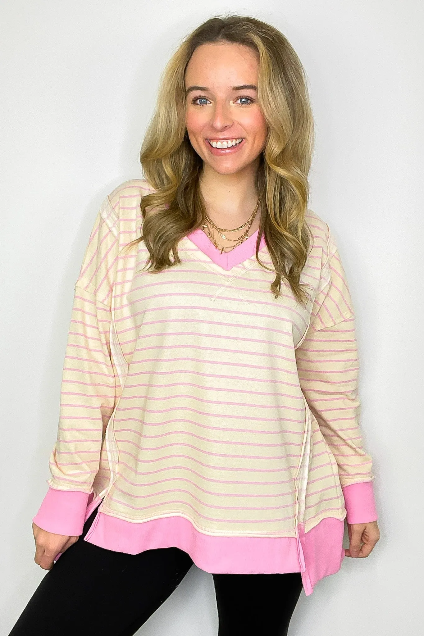 Happiest Hour V-Neck Striped Top