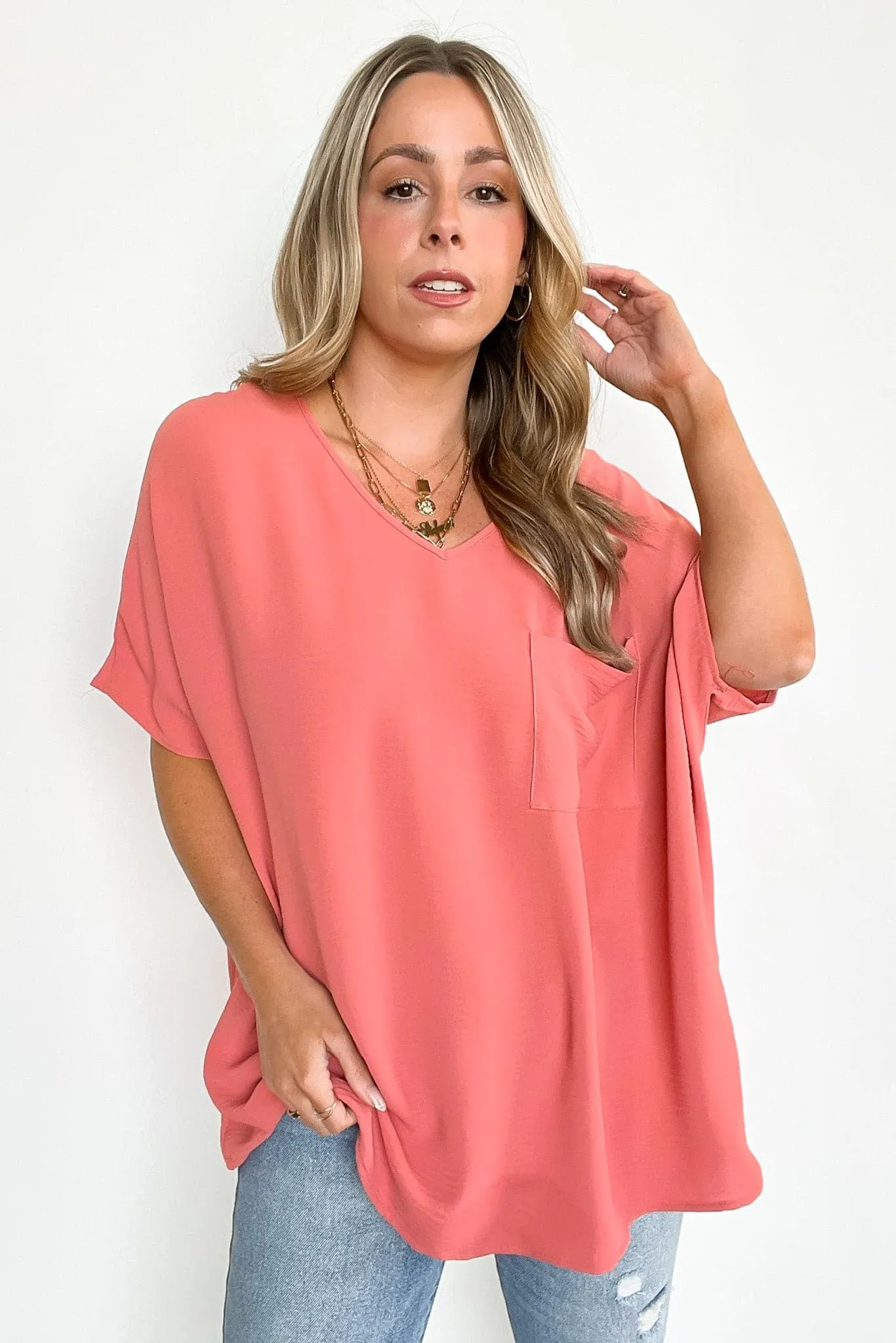 Have it Here V-Neck Pocket Top | BACK IN STOCK   NEW COLORS