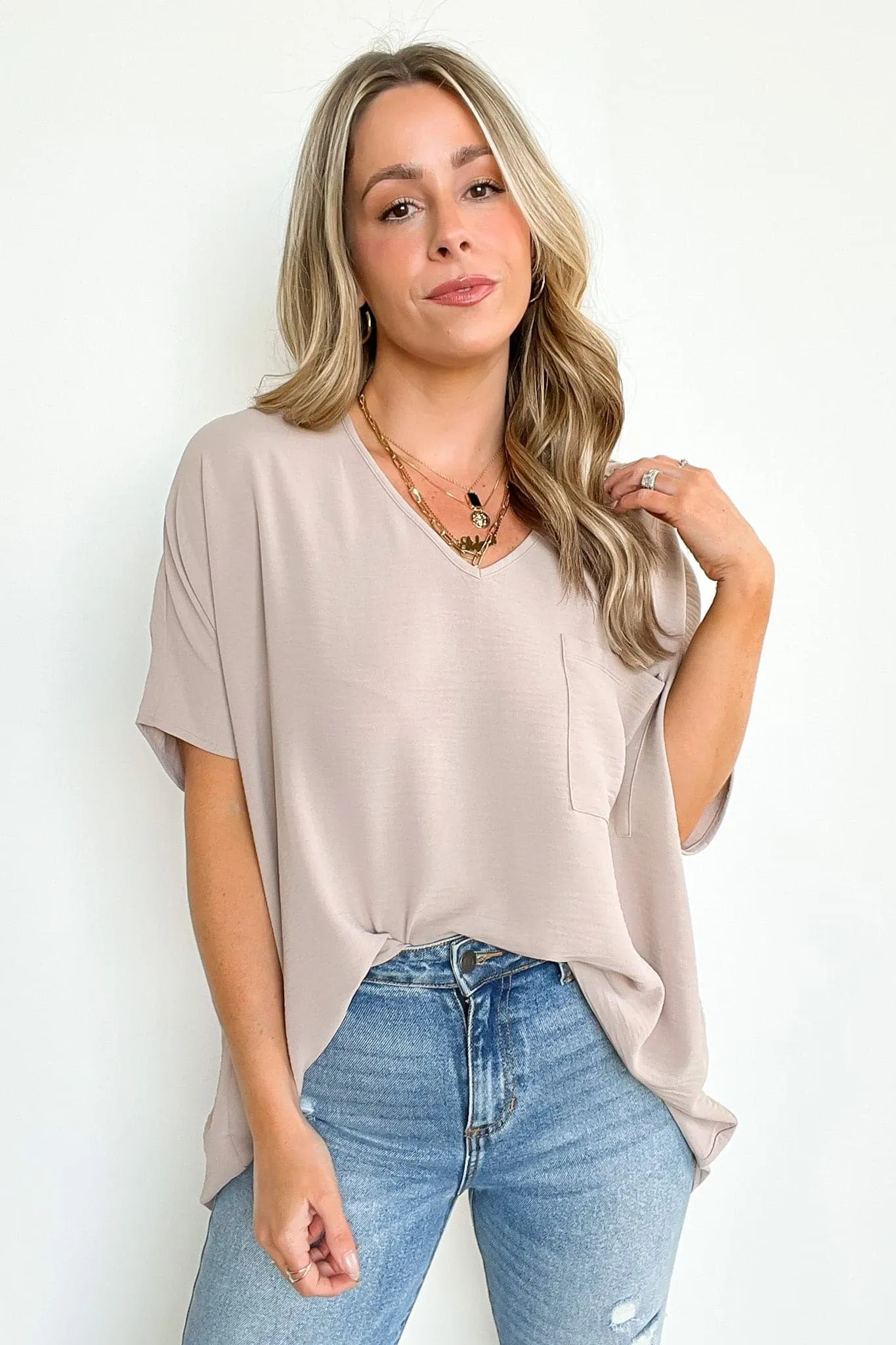 Have it Here V-Neck Pocket Top | BACK IN STOCK   NEW COLORS
