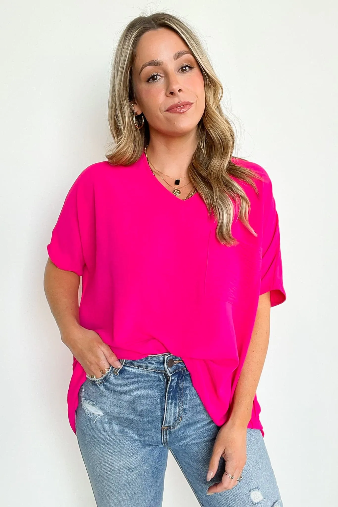 Have it Here V-Neck Pocket Top | BACK IN STOCK   NEW COLORS