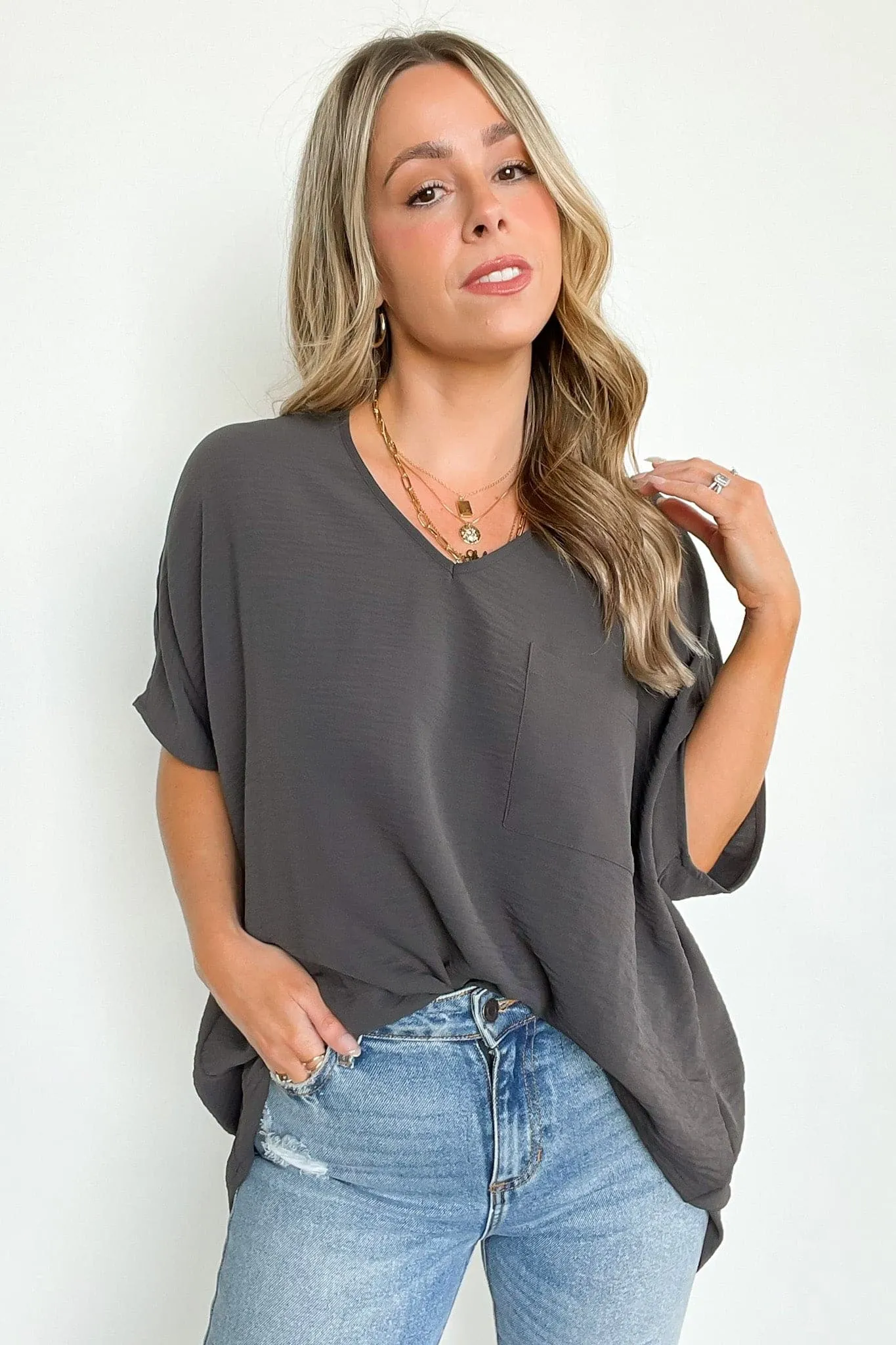 Have it Here V-Neck Pocket Top | BACK IN STOCK   NEW COLORS