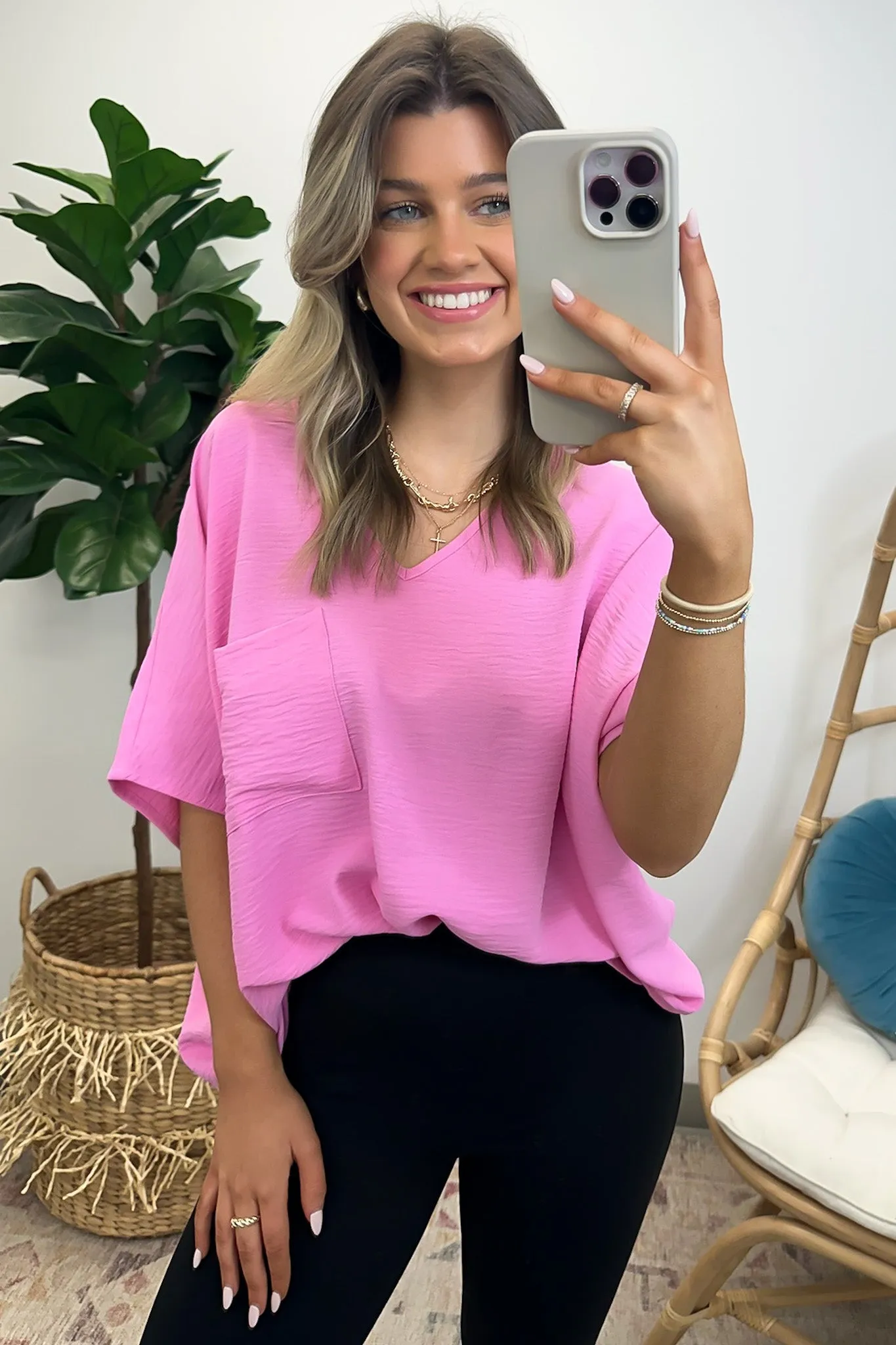 Have it Here V-Neck Pocket Top | BACK IN STOCK   NEW COLORS