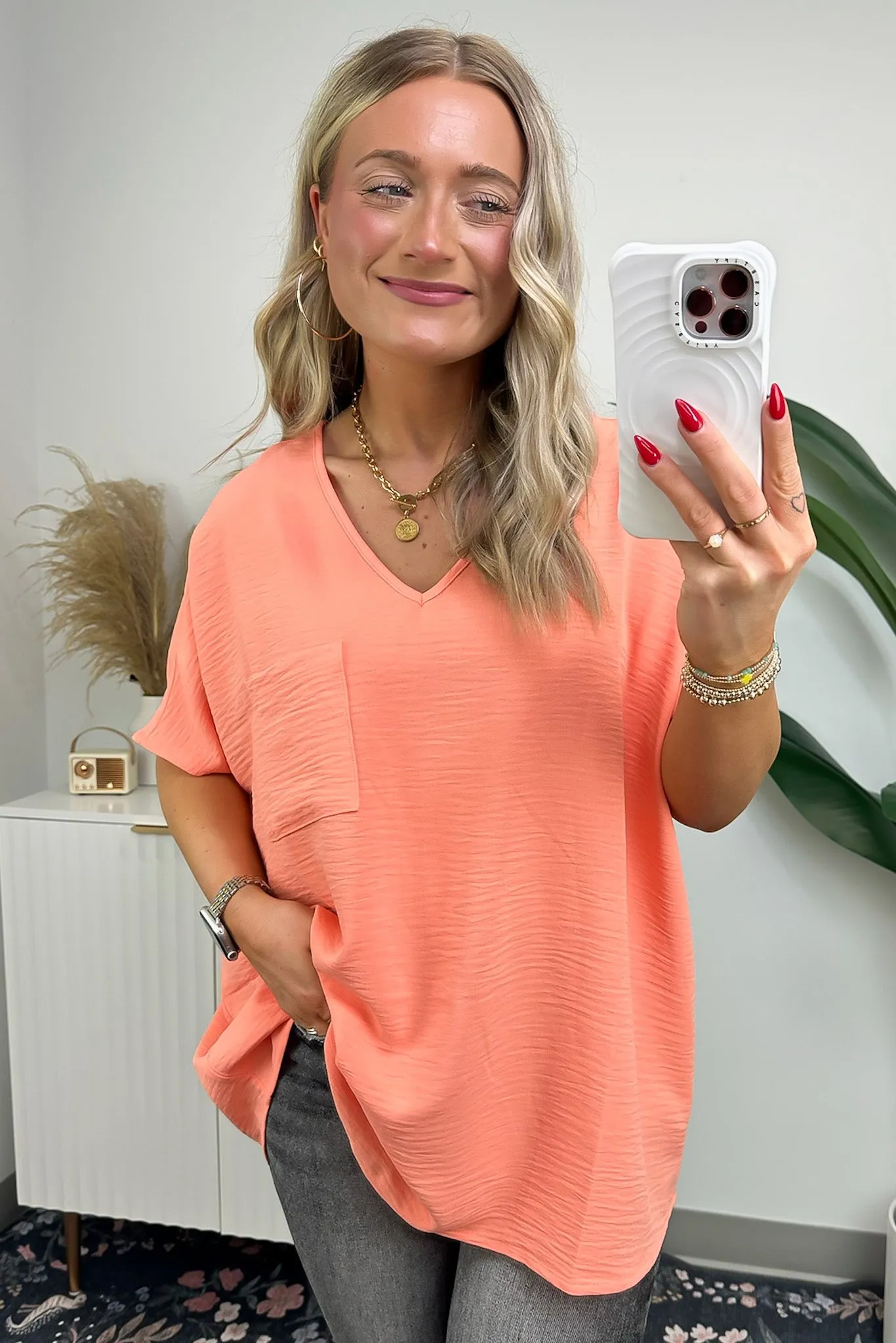Have it Here V-Neck Pocket Top | BACK IN STOCK   NEW COLORS