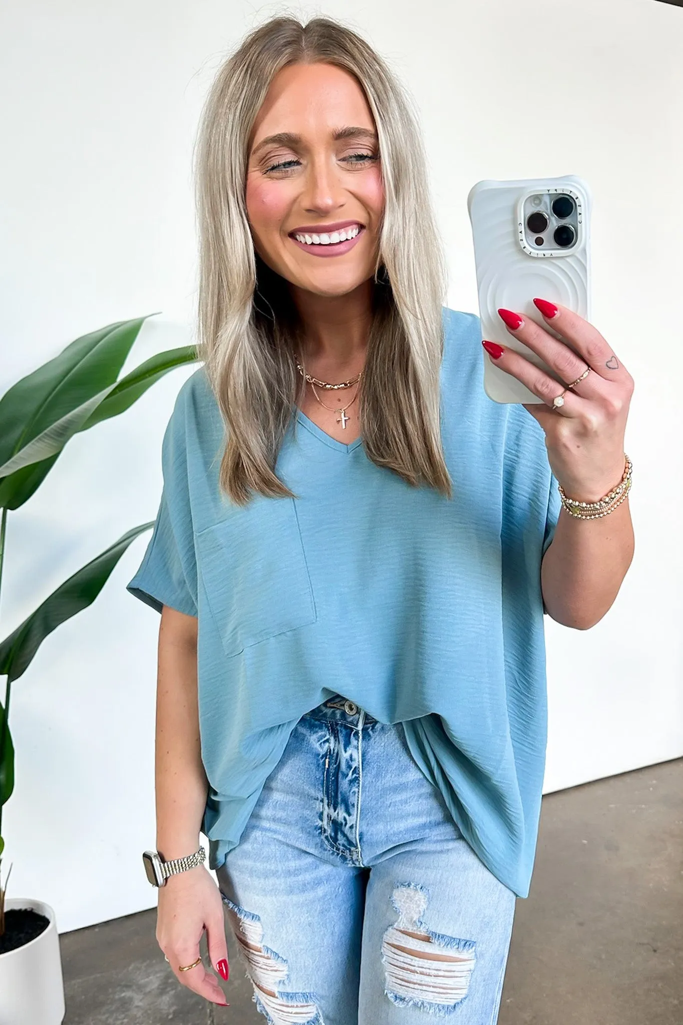 Have it Here V-Neck Pocket Top | BACK IN STOCK   NEW COLORS