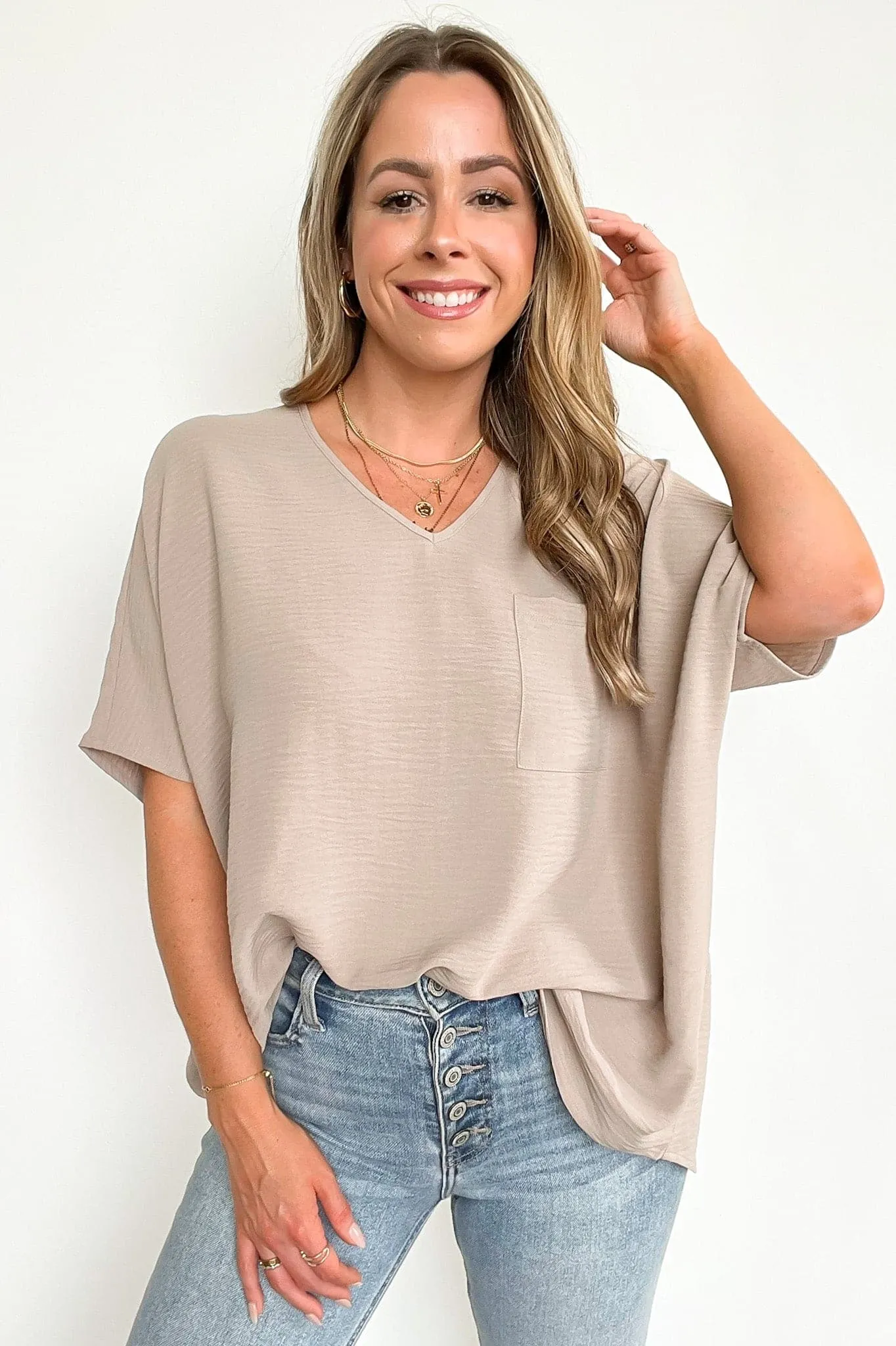 Have it Here V-Neck Pocket Top | BACK IN STOCK   NEW COLORS