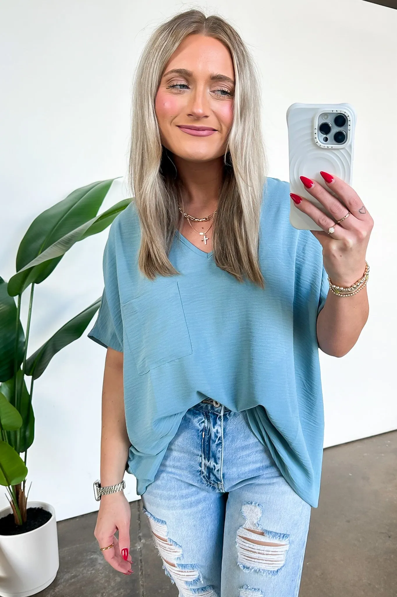 Have it Here V-Neck Pocket Top | BACK IN STOCK   NEW COLORS