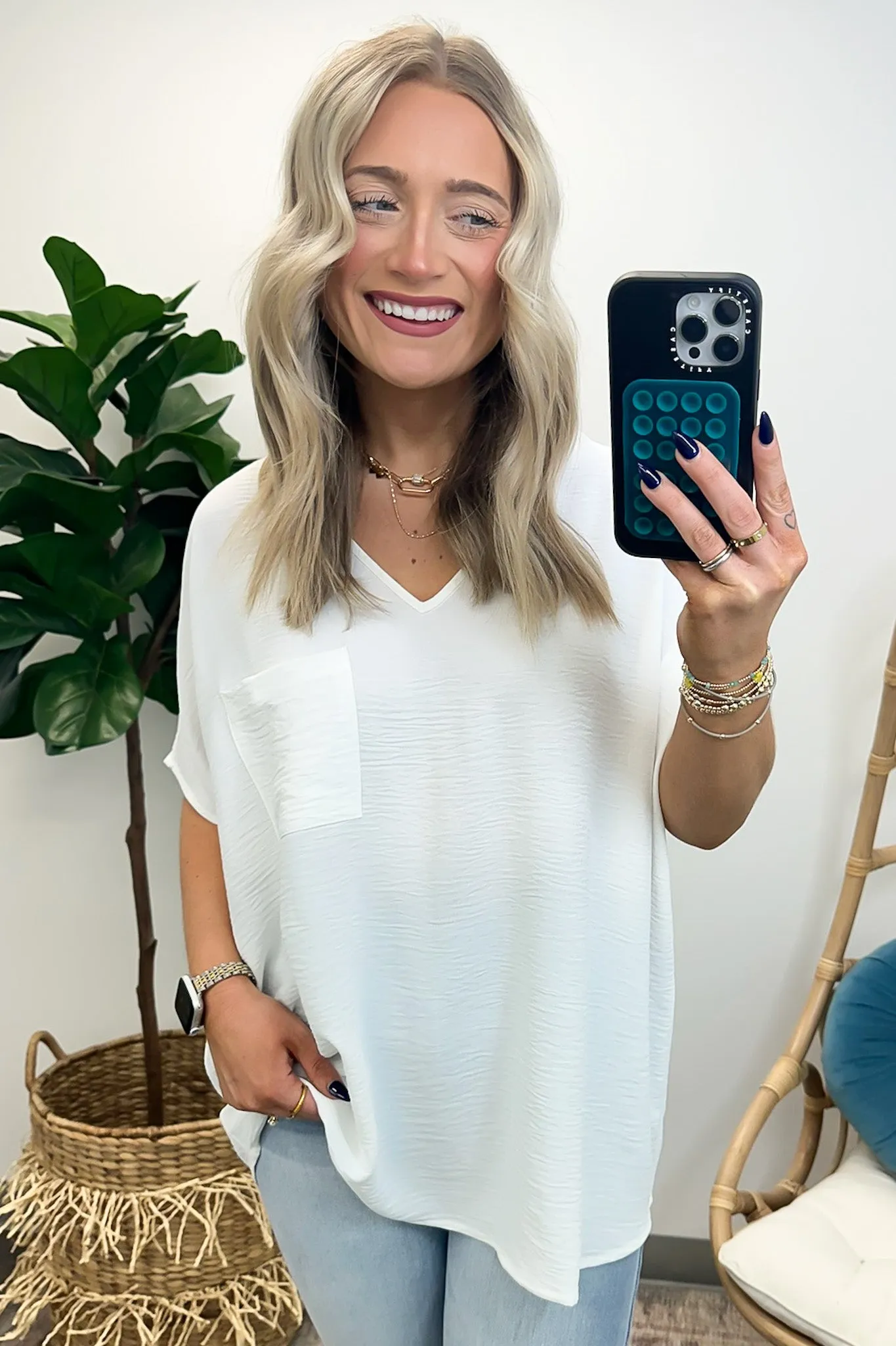 Have it Here V-Neck Pocket Top | BACK IN STOCK   NEW COLORS