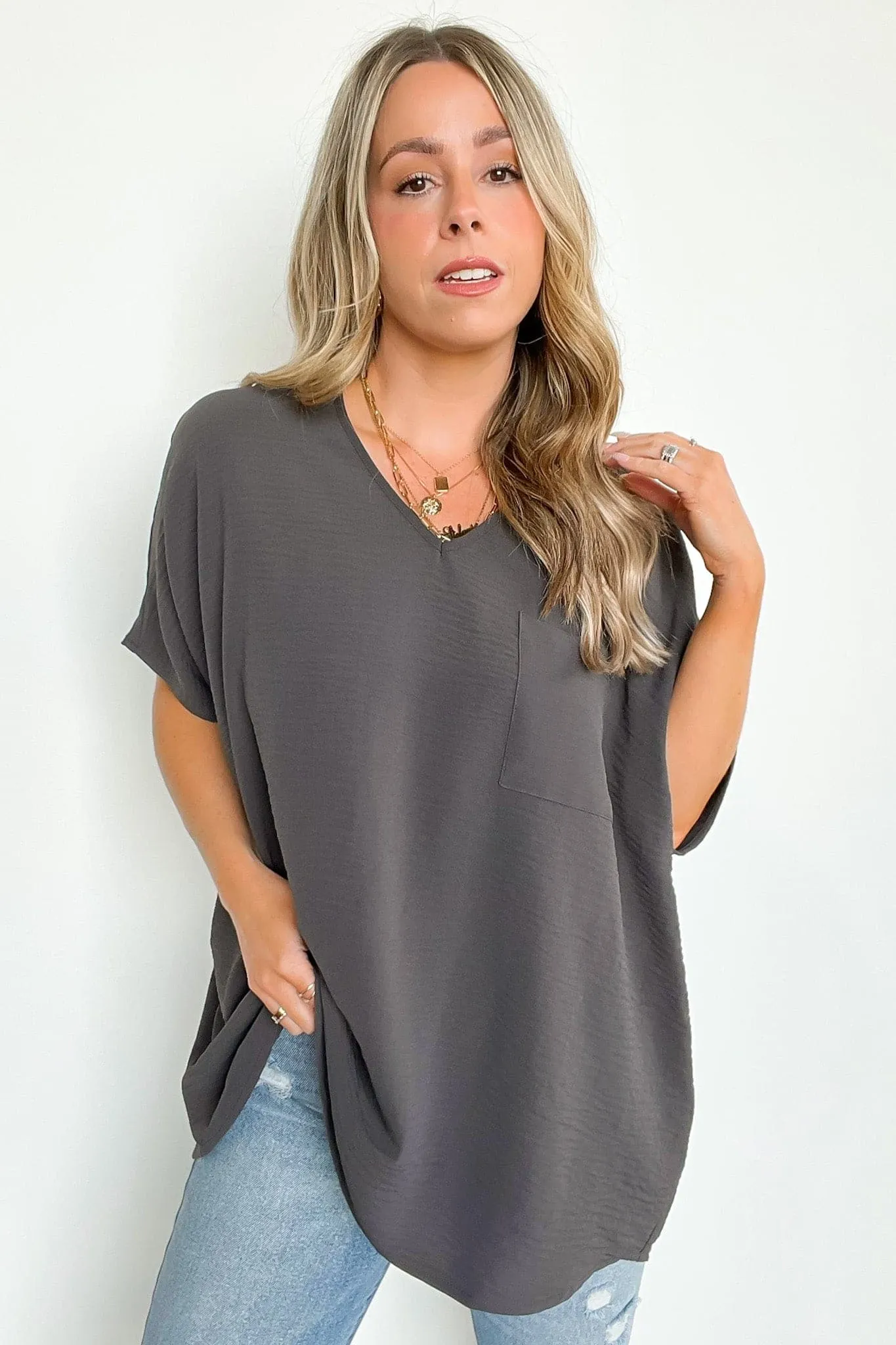 Have it Here V-Neck Pocket Top | BACK IN STOCK   NEW COLORS