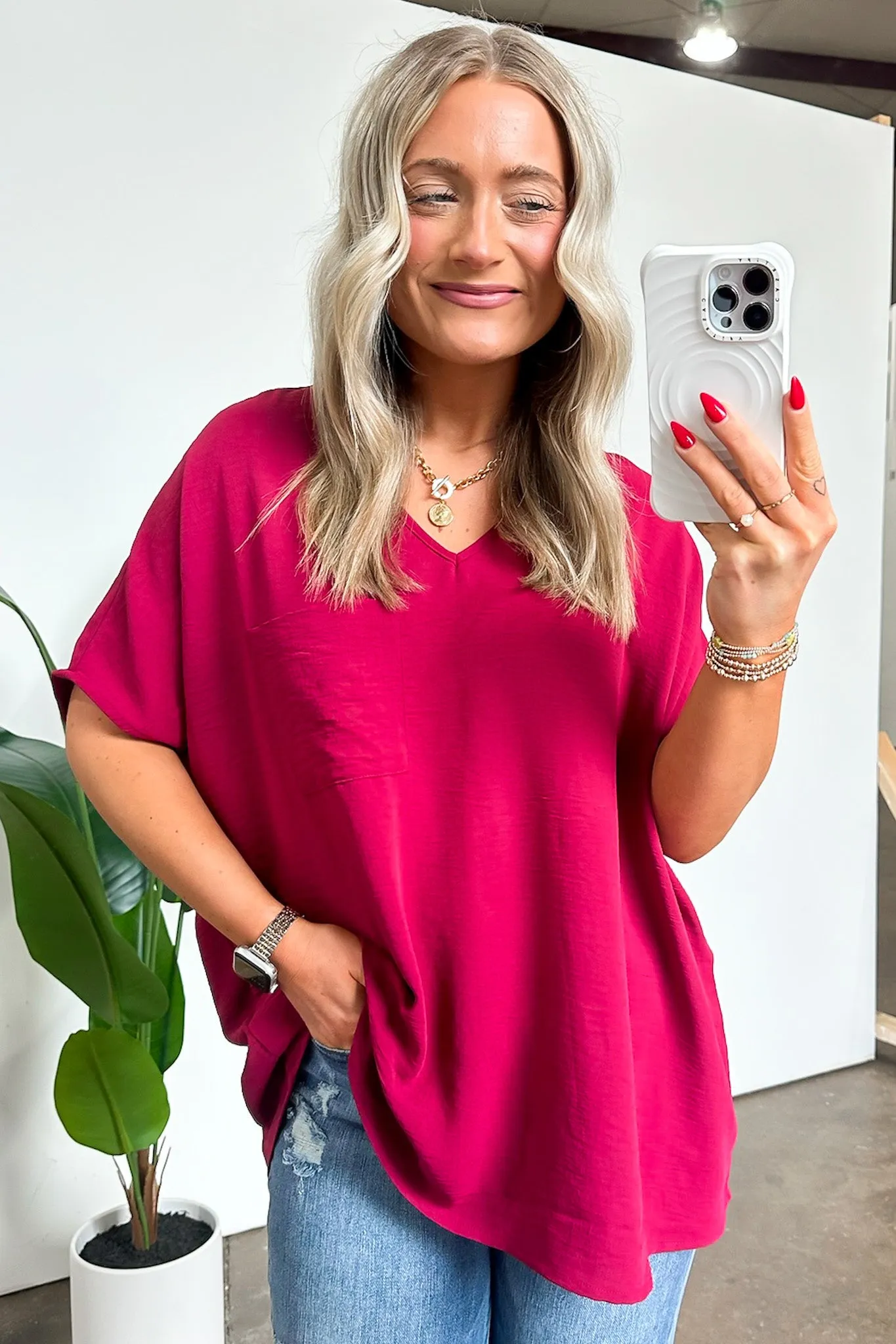 Have it Here V-Neck Pocket Top | BACK IN STOCK   NEW COLORS