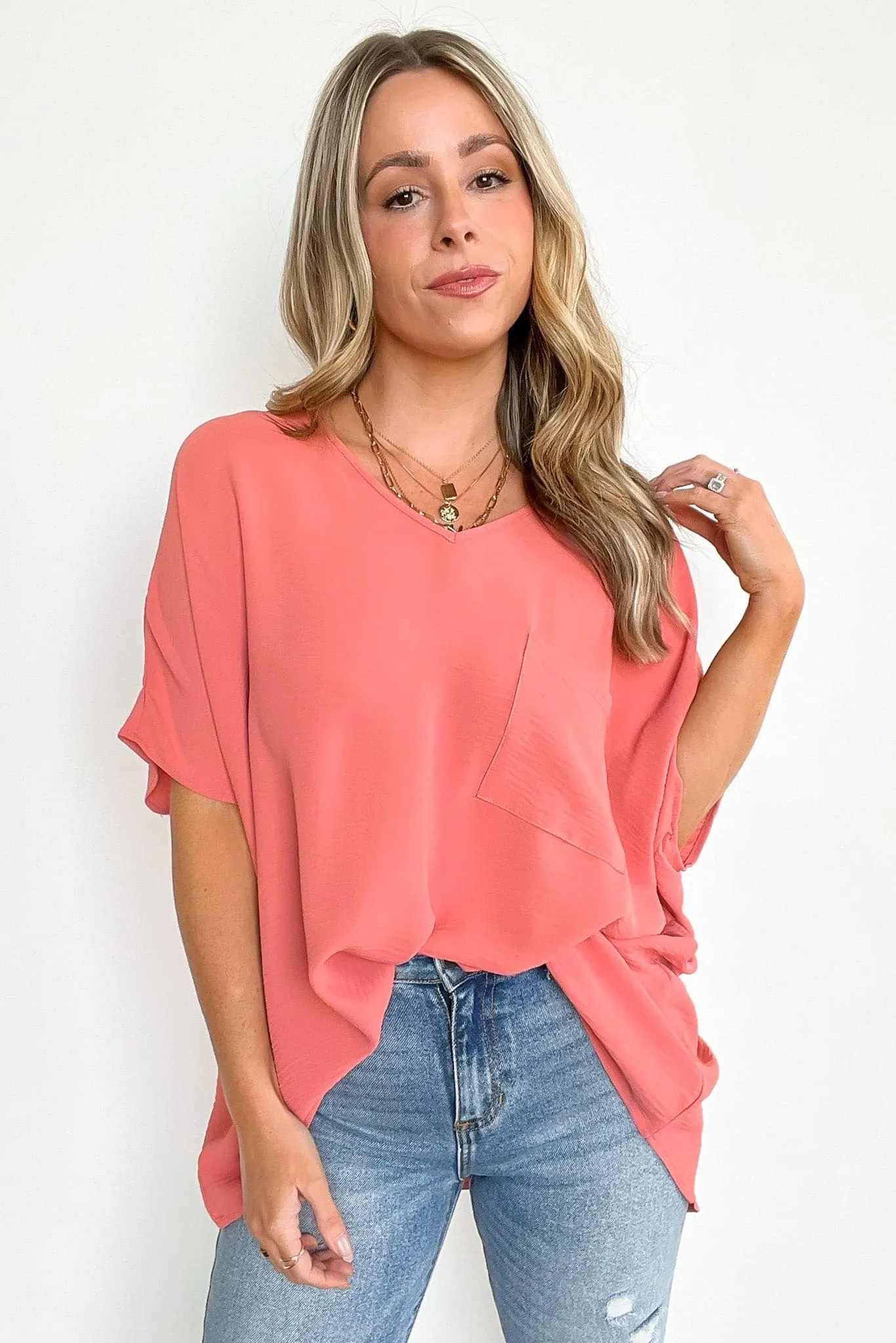 Have it Here V-Neck Pocket Top | BACK IN STOCK   NEW COLORS