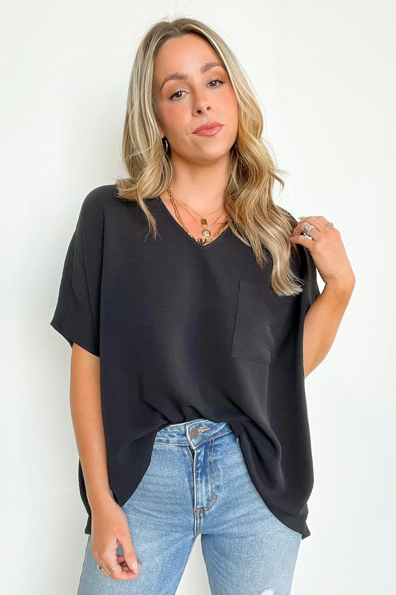 Have it Here V-Neck Pocket Top | BACK IN STOCK   NEW COLORS