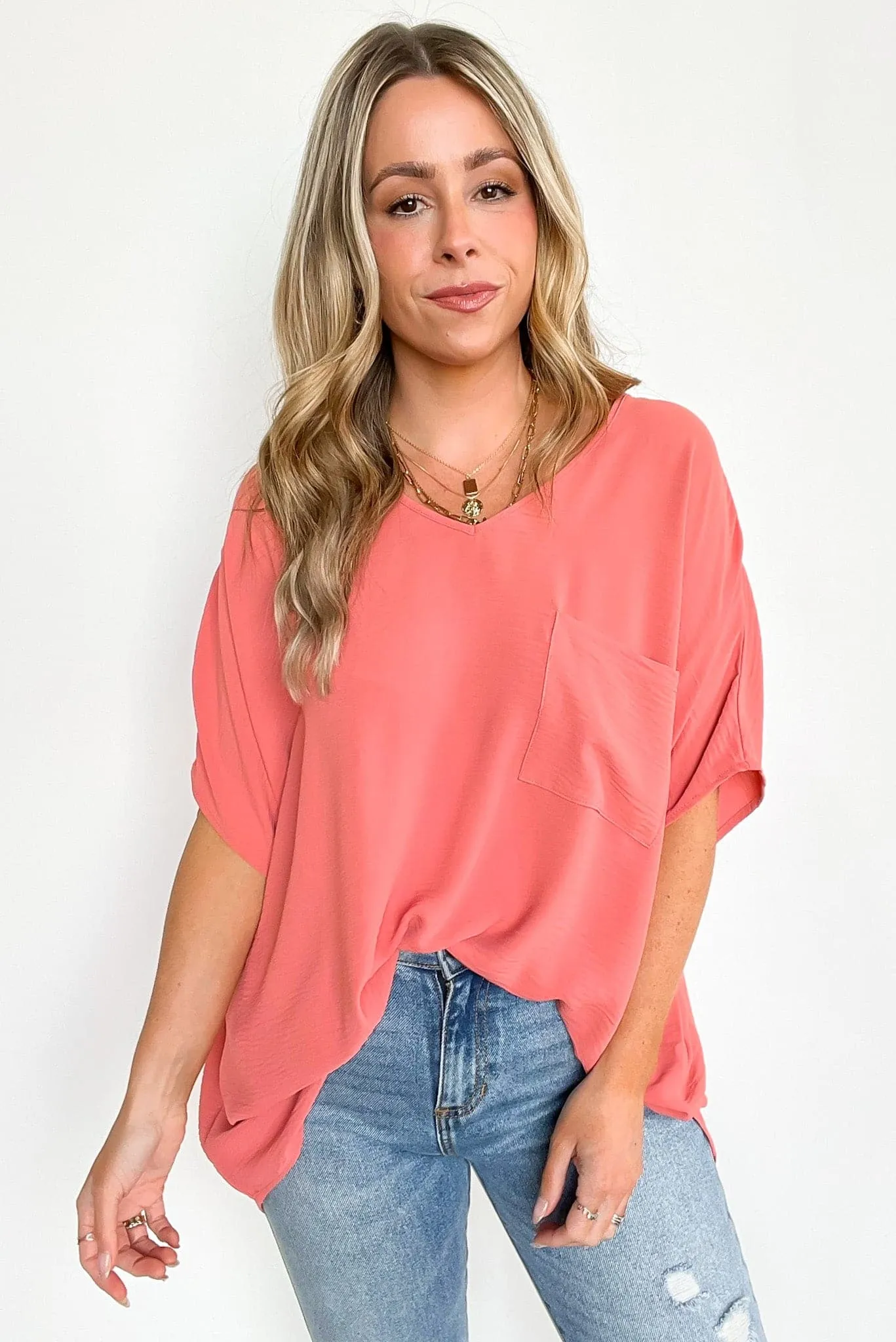 Have it Here V-Neck Pocket Top | BACK IN STOCK   NEW COLORS
