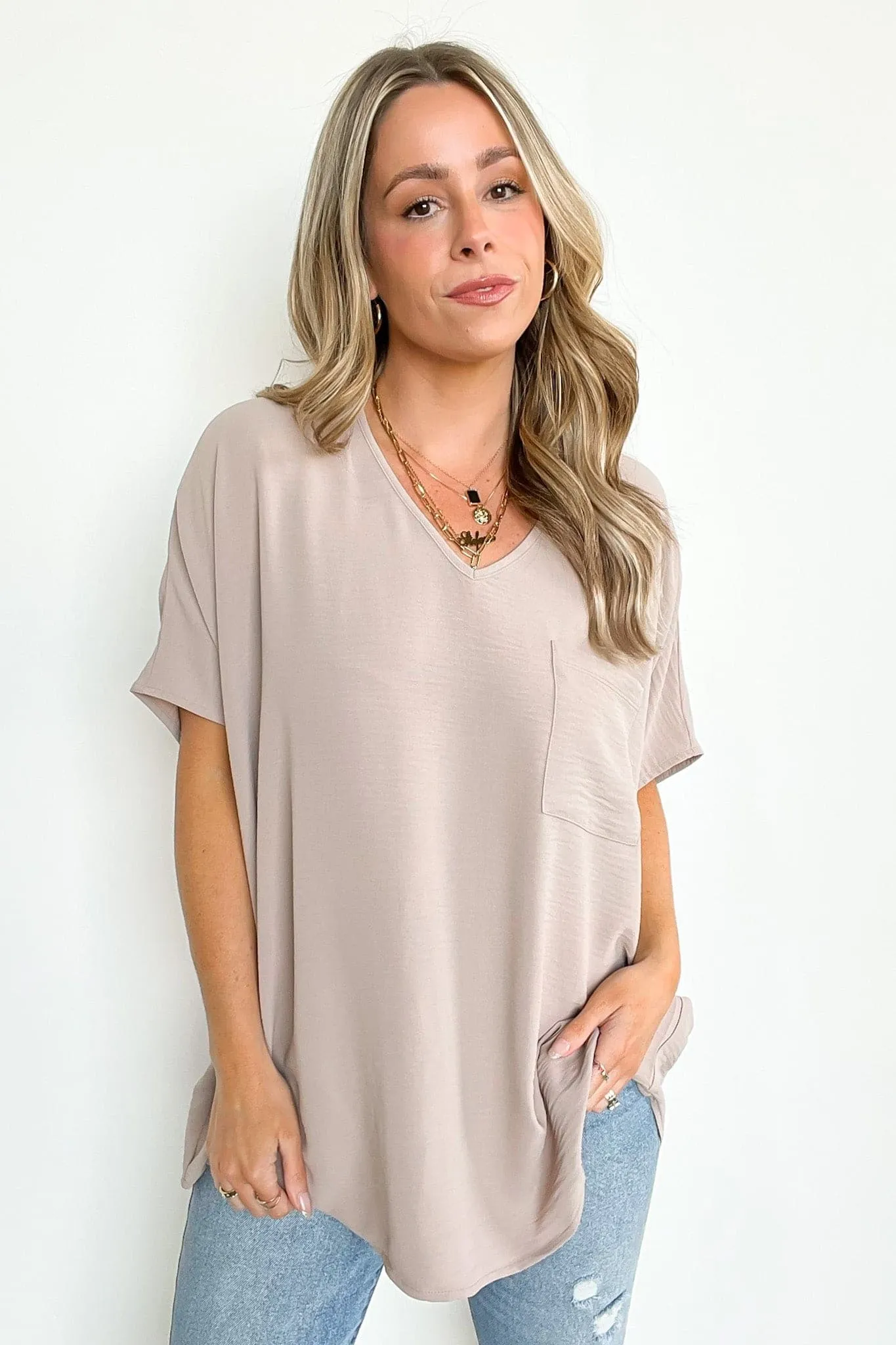 Have it Here V-Neck Pocket Top | BACK IN STOCK   NEW COLORS