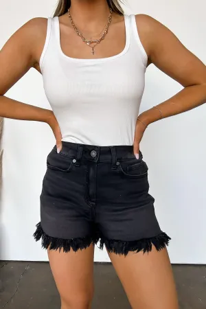 Havenly Mid Rise Frayed Hem Denim Shorts