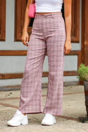 Hayzel High Waist Plaid Wide Leg Pants - FINAL SALE