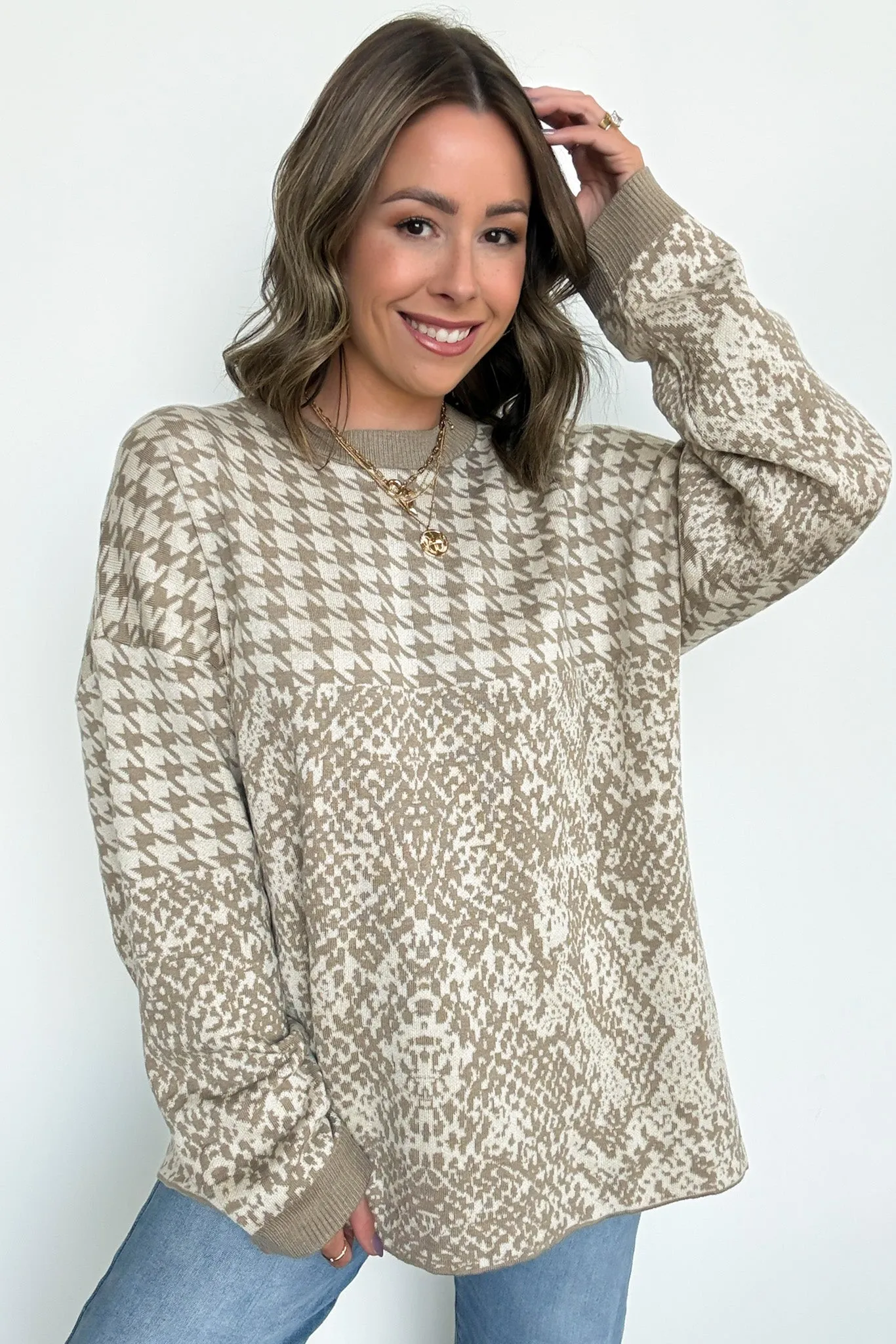 Iconic Ways Contrast Knit Pattern Sweater - FINAL SALE