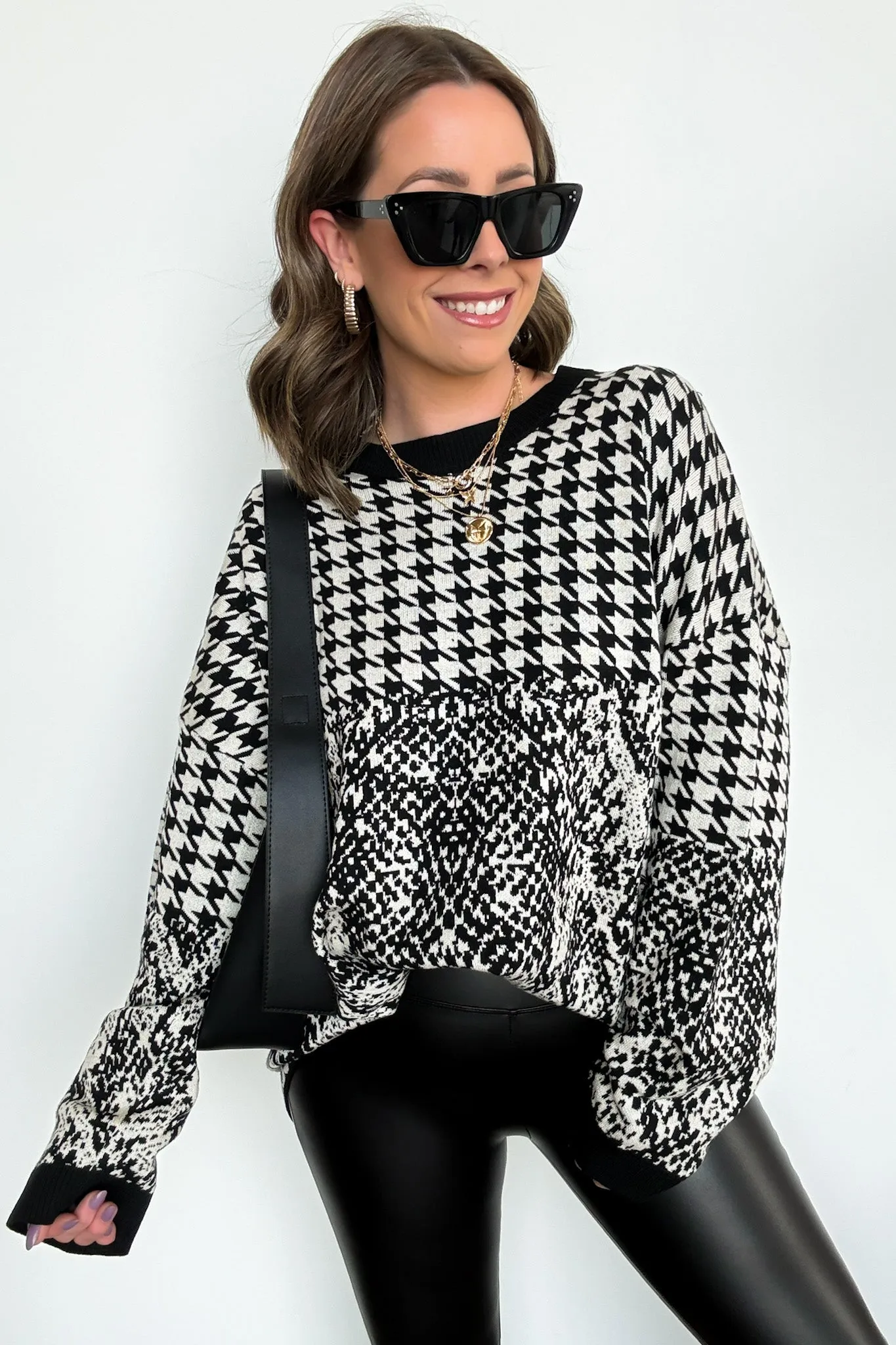 Iconic Ways Contrast Knit Pattern Sweater - FINAL SALE