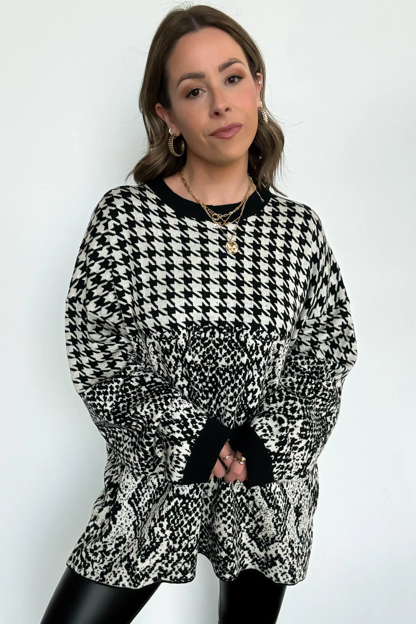 Iconic Ways Contrast Knit Pattern Sweater - FINAL SALE