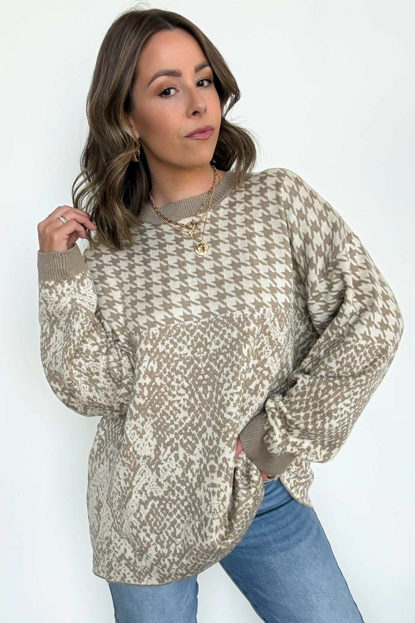 Iconic Ways Contrast Knit Pattern Sweater - FINAL SALE