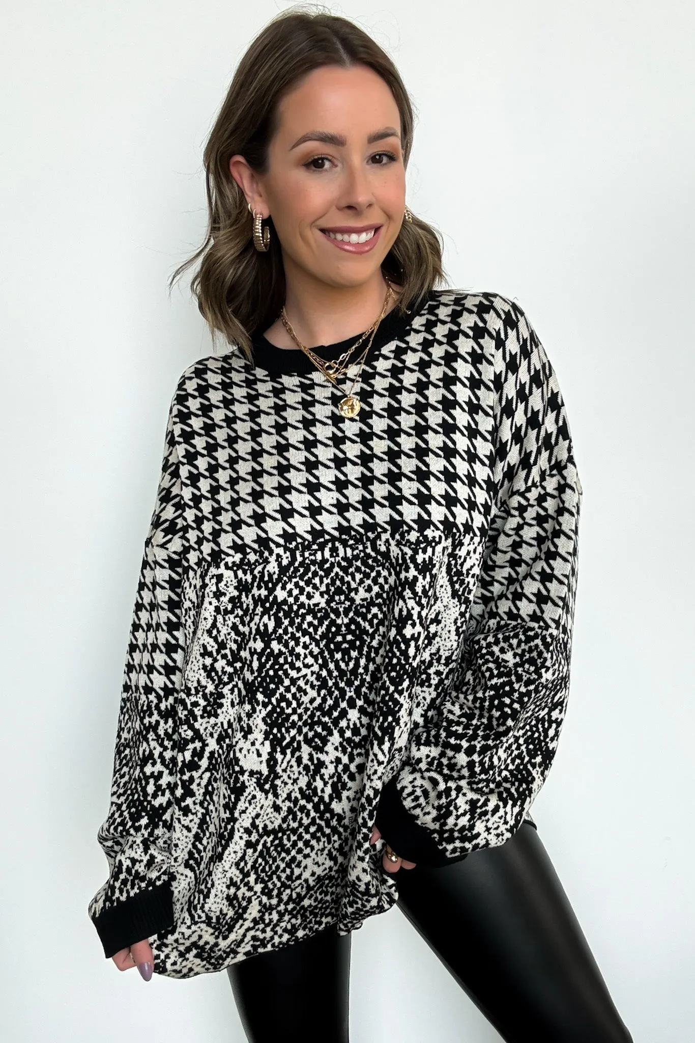 Iconic Ways Contrast Knit Pattern Sweater - FINAL SALE
