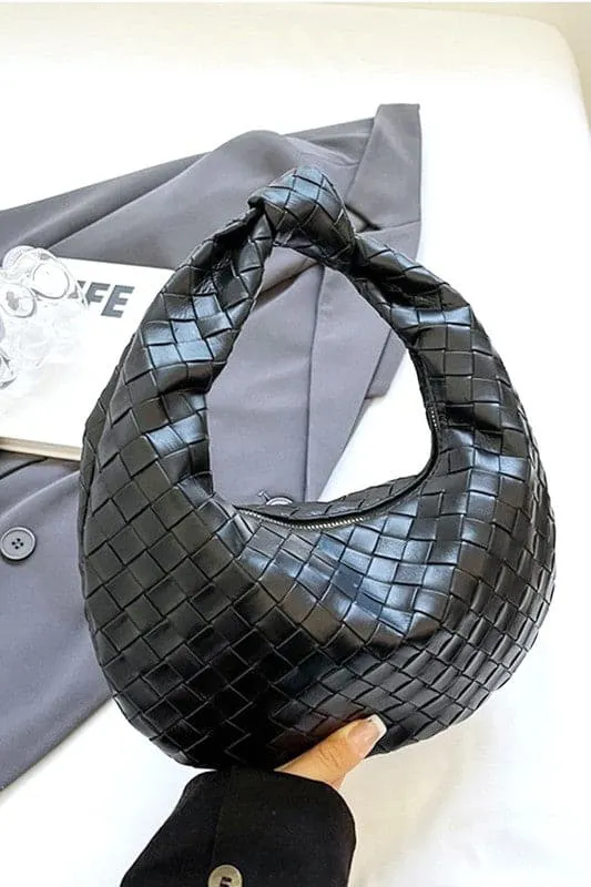Impressive Detail Woven Knotted Sloucy Hobo Handbag