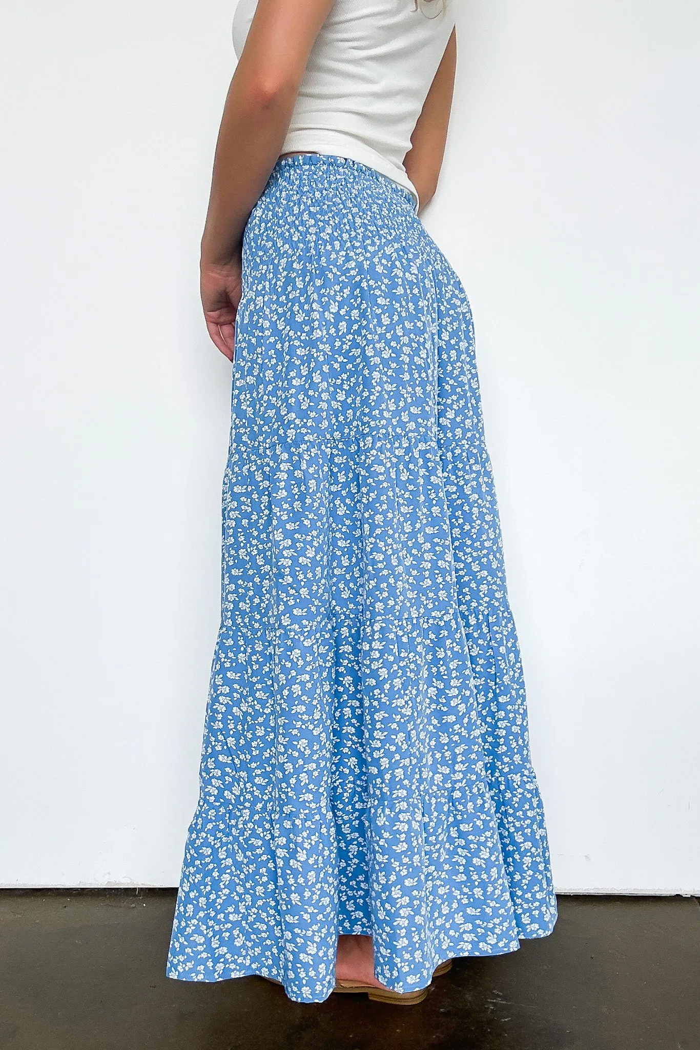 In the Meadow Floral Smocked Midi Skirt