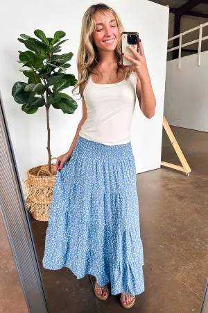 In the Meadow Floral Smocked Midi Skirt