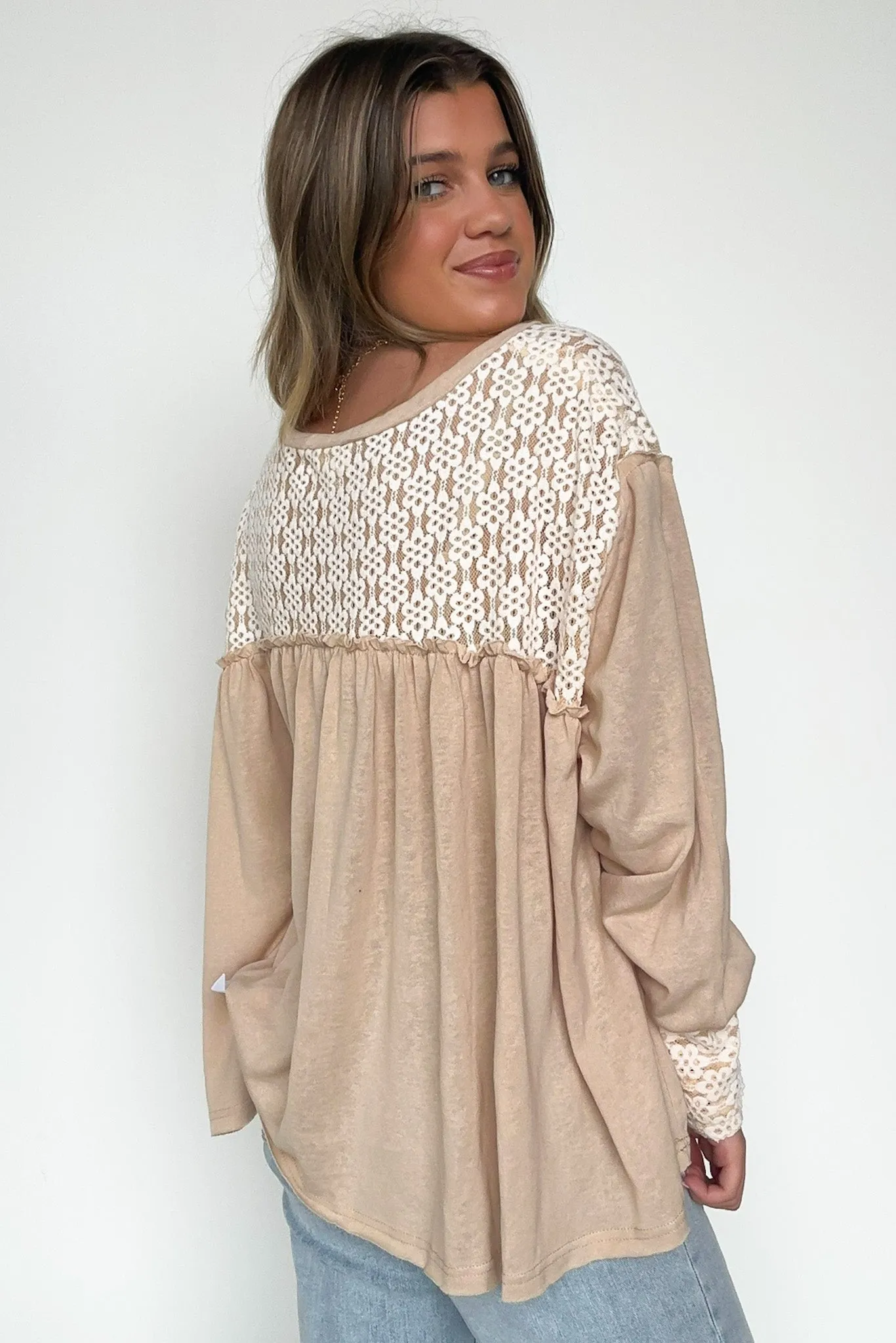 Ines Lace Contrast Flowy Top - FINAL SALE