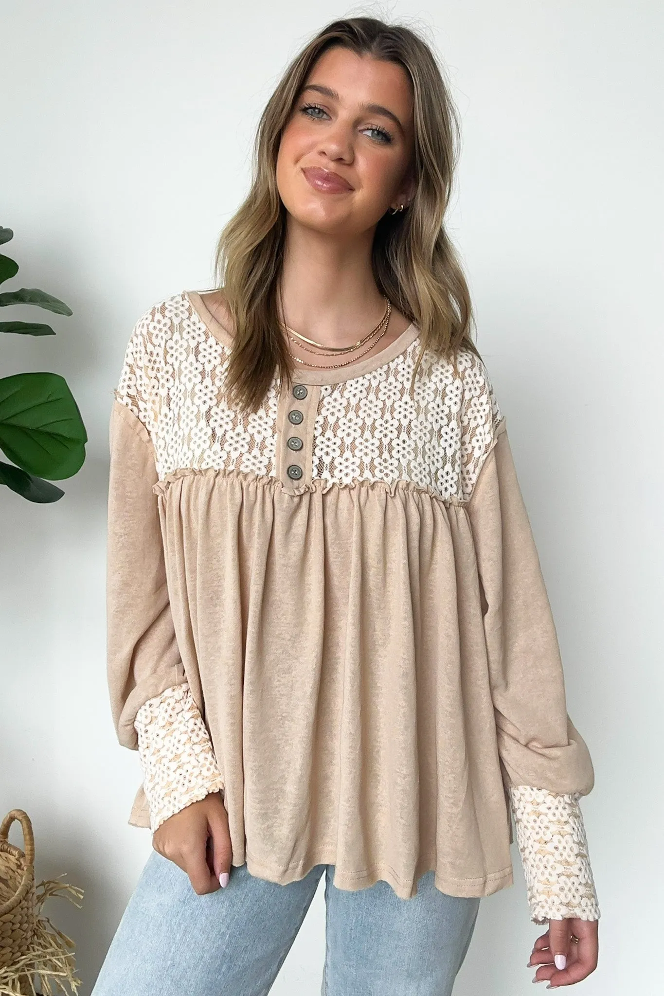 Ines Lace Contrast Flowy Top - FINAL SALE
