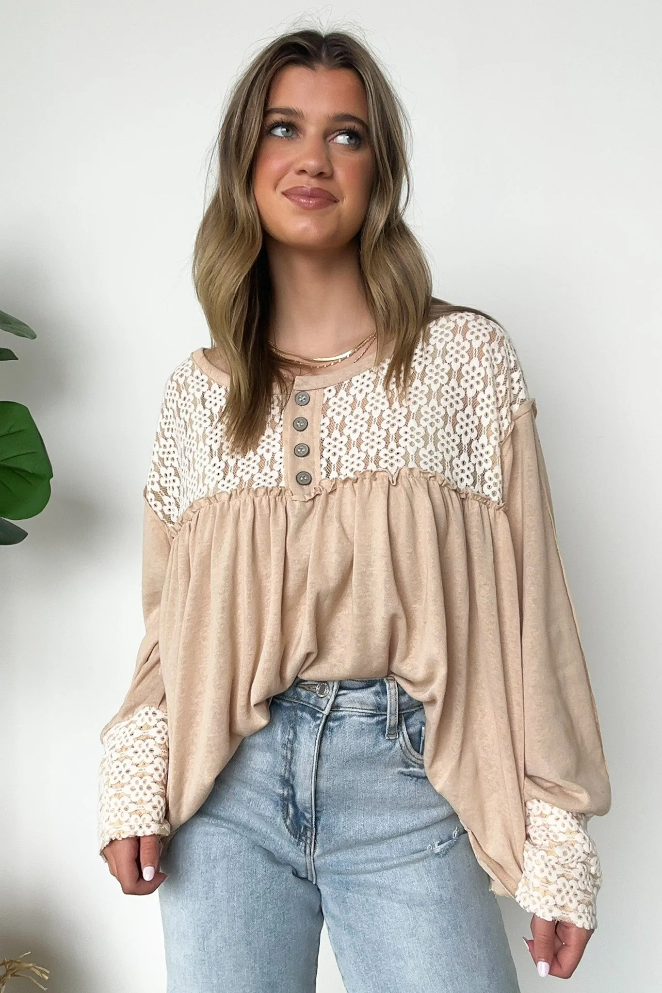 Ines Lace Contrast Flowy Top - FINAL SALE