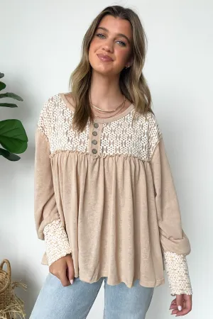 Ines Lace Contrast Flowy Top - FINAL SALE