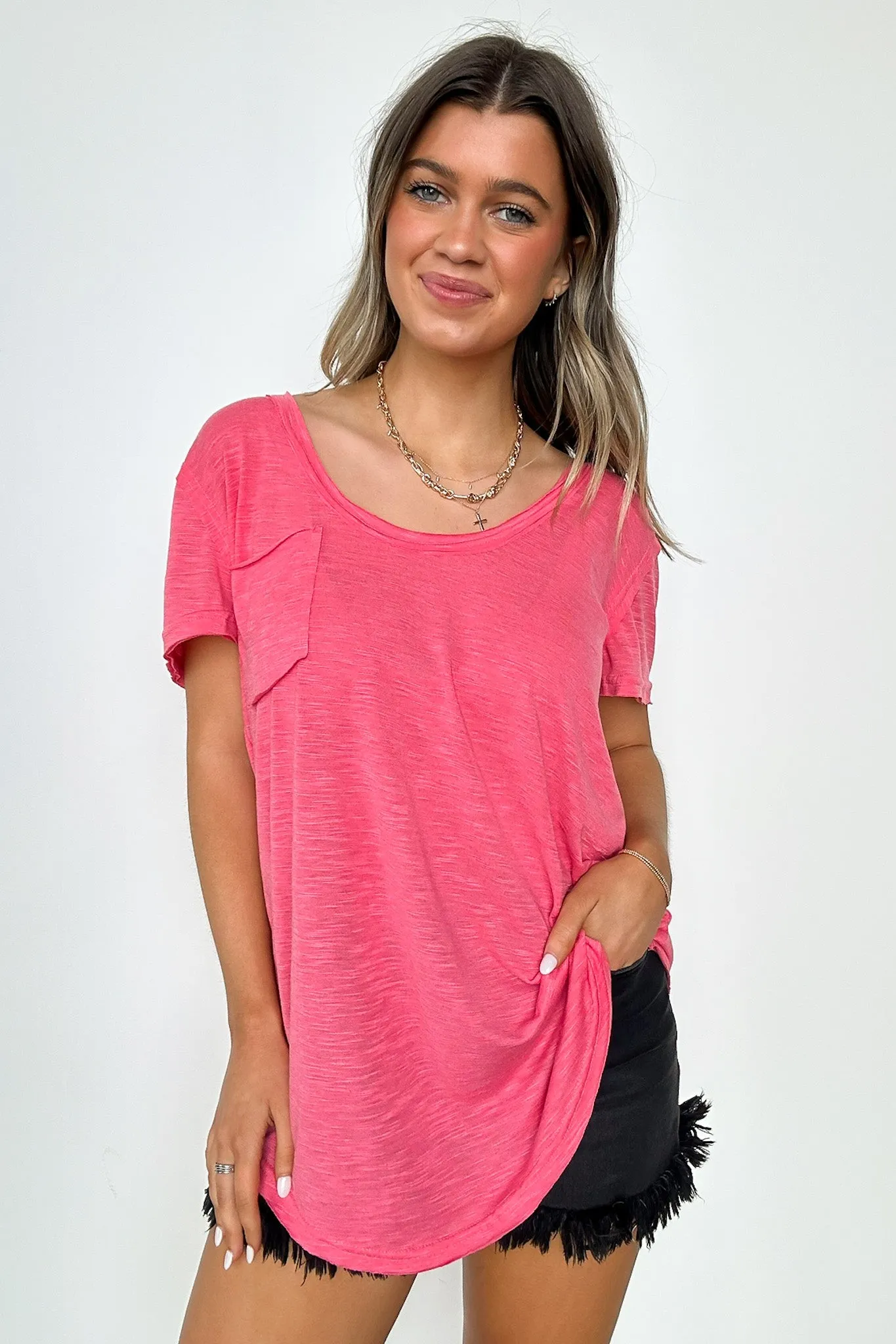 Jadyn Scoop Neck Relaxed Pocket Tee - BACK IN STOCK