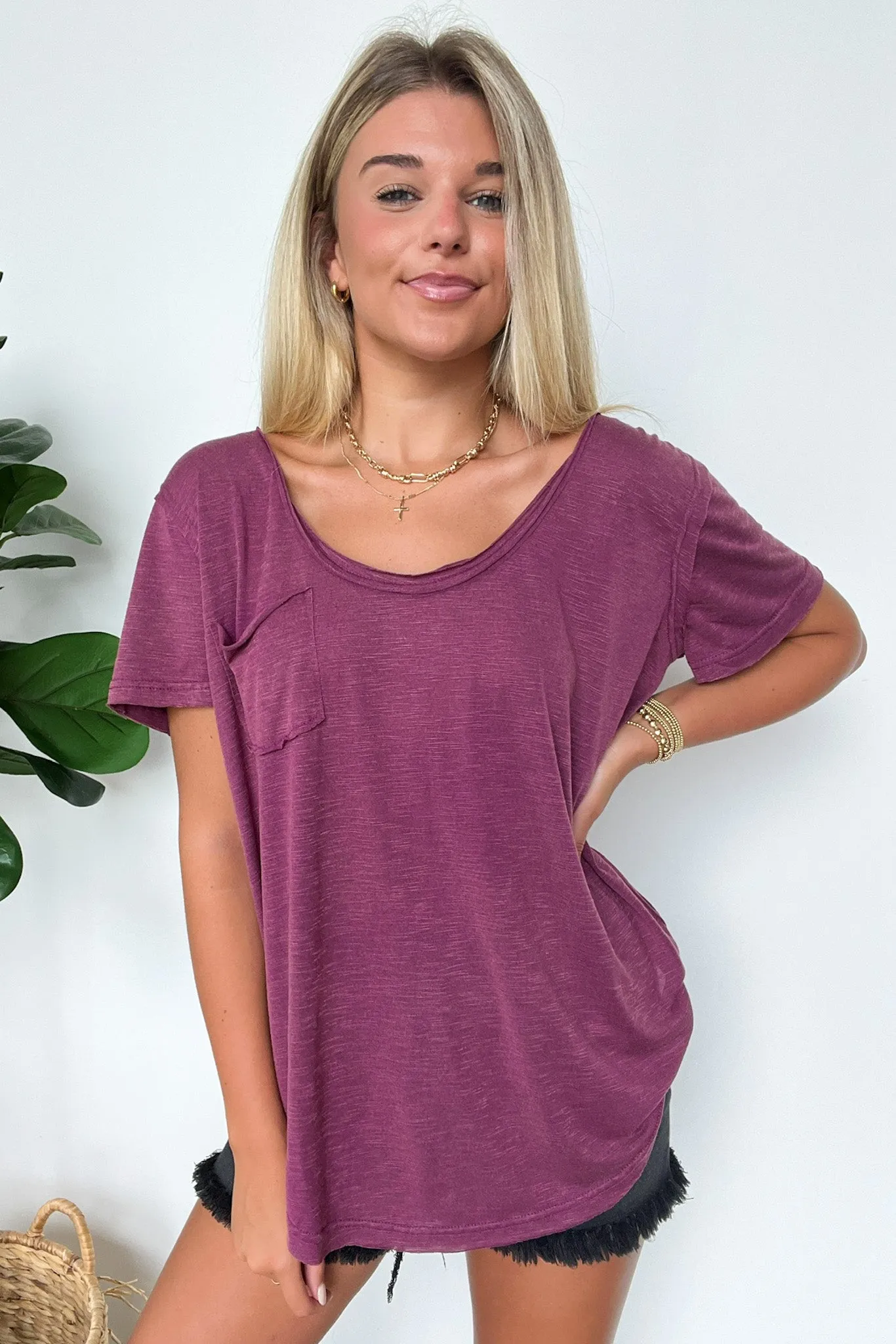 Jadyn Scoop Neck Relaxed Pocket Tee - BACK IN STOCK