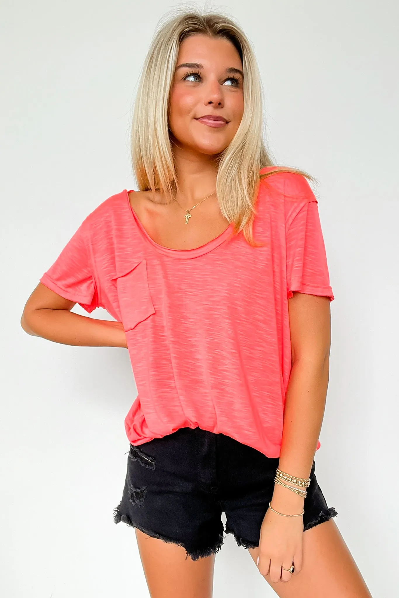 Jadyn Scoop Neck Relaxed Pocket Tee - BACK IN STOCK