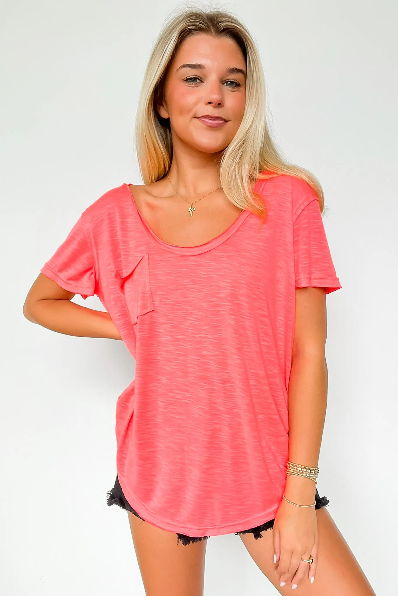 Jadyn Scoop Neck Relaxed Pocket Tee - BACK IN STOCK