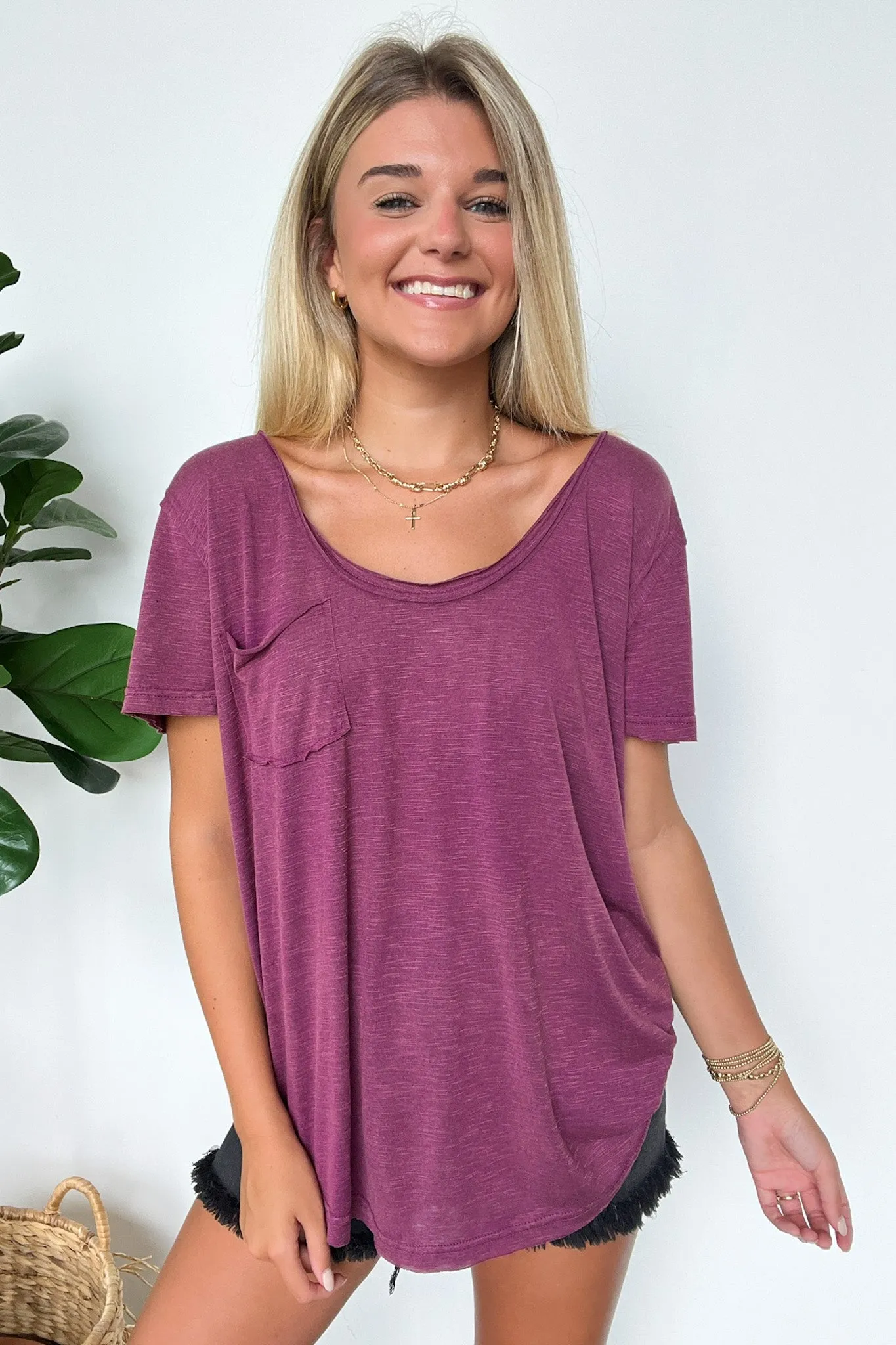 Jadyn Scoop Neck Relaxed Pocket Tee - BACK IN STOCK
